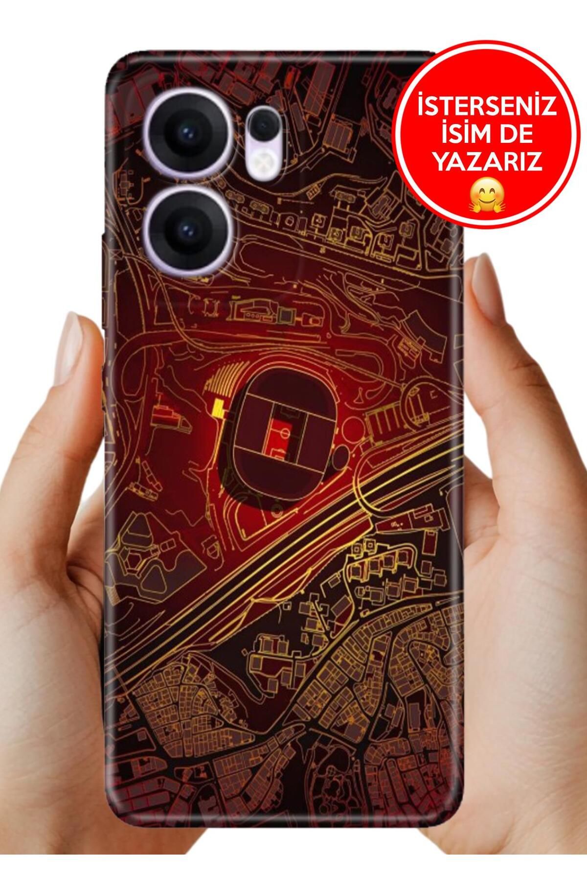 OPPO Reno 13F 5g Kılıf Oppo Reno 13F A Kalite Baskılı Art Silikon Sarı Kırmızı Stadyum