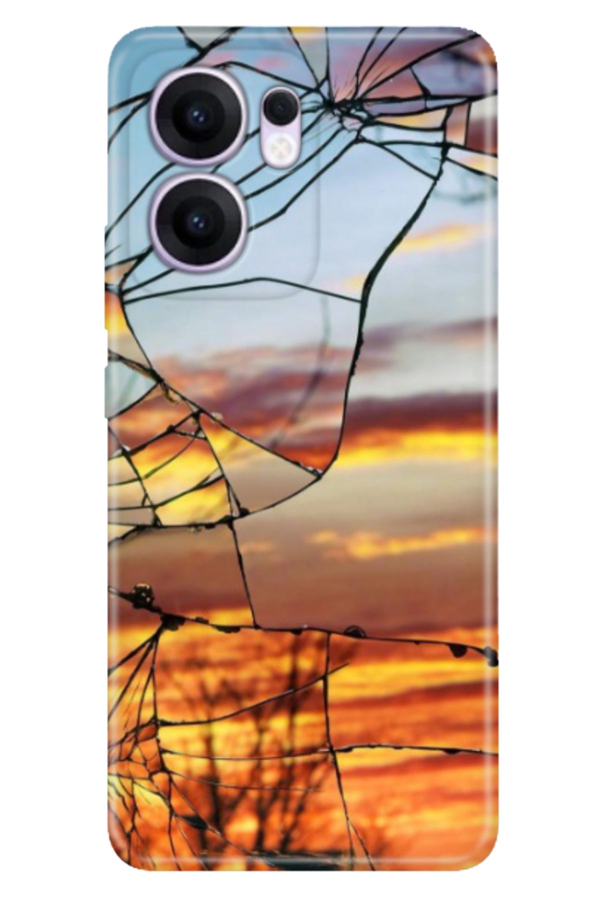 OPPO Reno 13F 5G Kılıf Dekoratif Silikon Baskılı Kapak Günbatımı