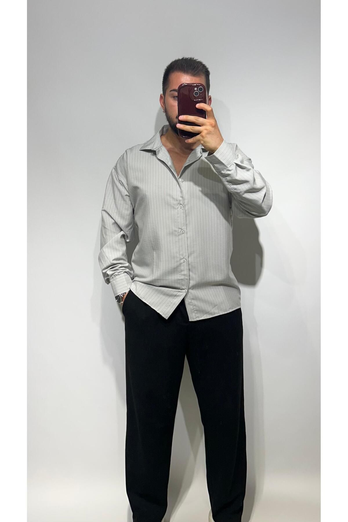 ensbutik Oversize Çizgili Gömlek