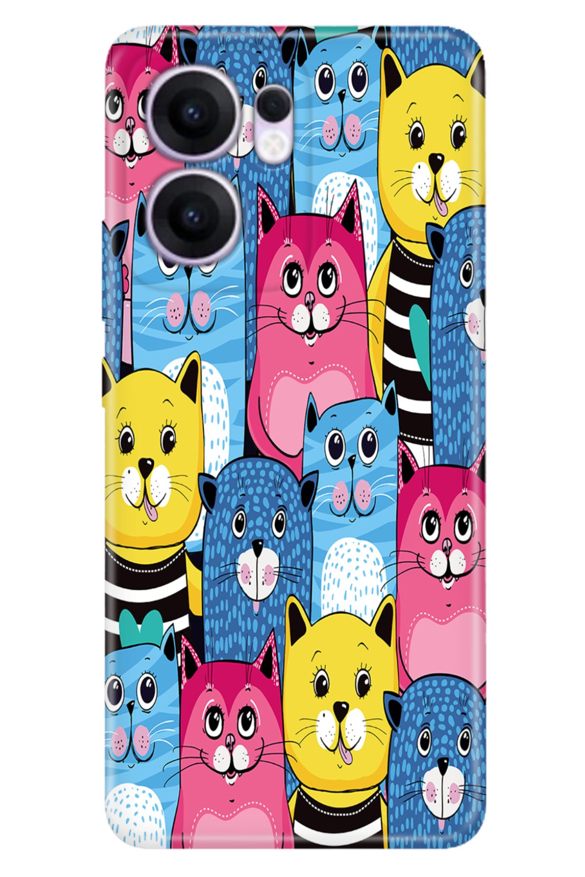 OPPO Reno 13F 5G Kılıf Tema Art Desenli Baskılı Silikon Süslü Kediler