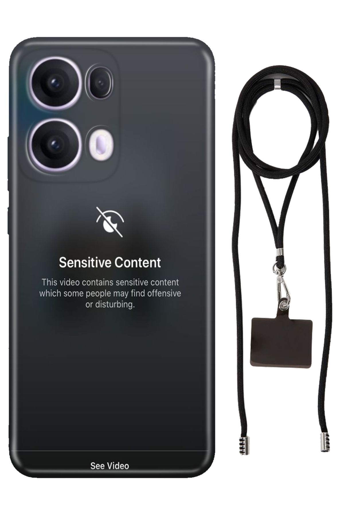 OPPO Reno 13 Pro Oppo Kılıf Silikon See Video İpli Boyun Askısı