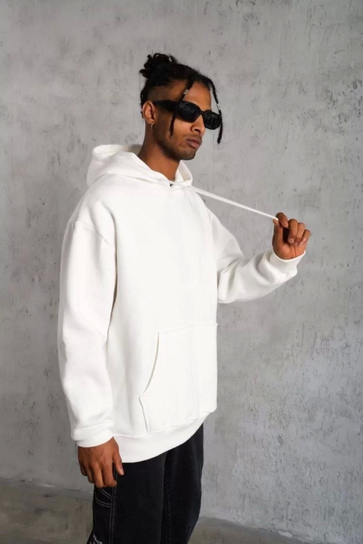 MODA CS 3 İplik Kapşonlu Sweatshirt hoodie - Beyaz