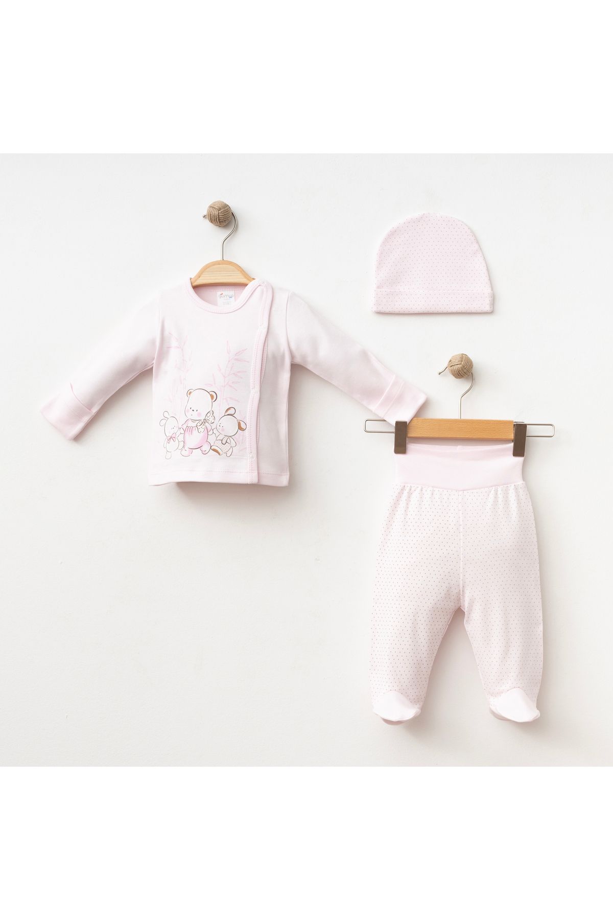 Gümüş Baby Kids BEBEK 3 LÜ TAKIM PUAN BASKILI %100 PAMUK KUMAŞ