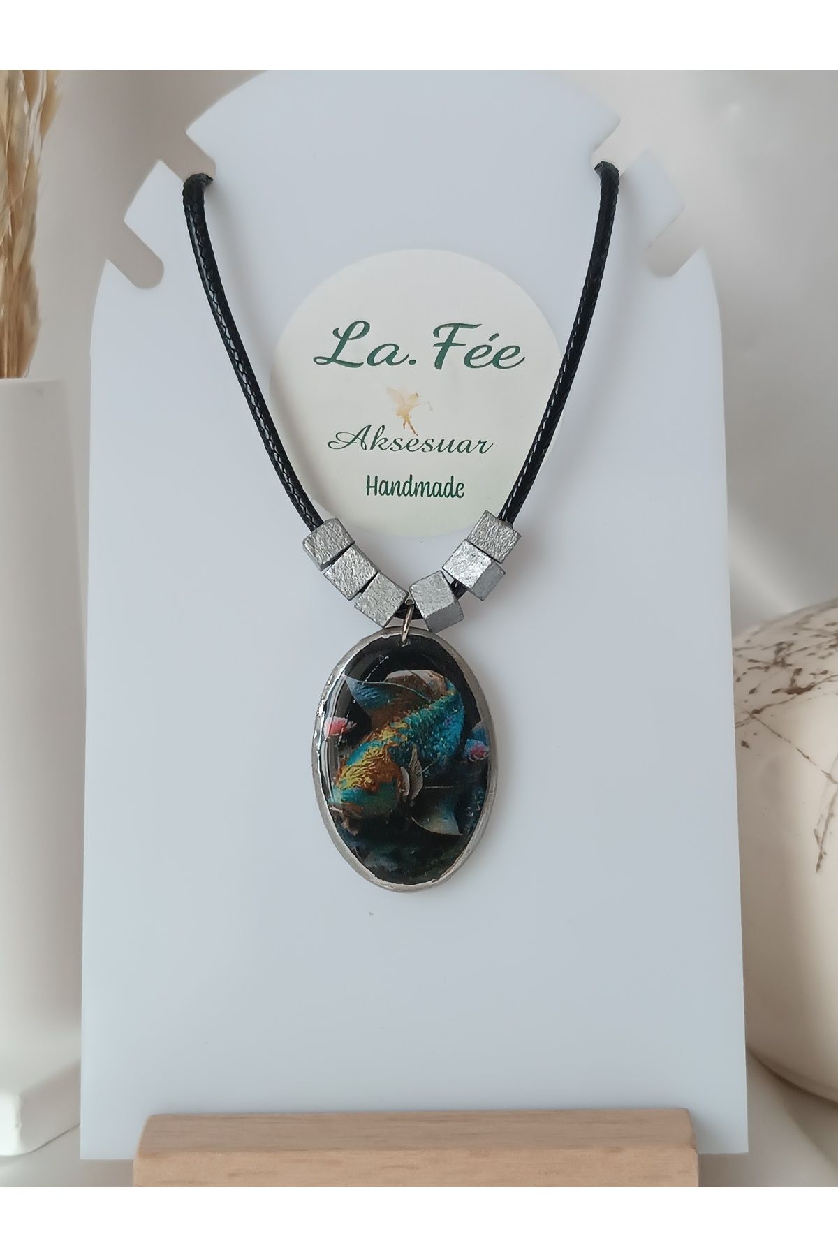 La fee aksesuar Koi balığı kolye el yapımı özel tasarım polimer kil kadın choker kolye