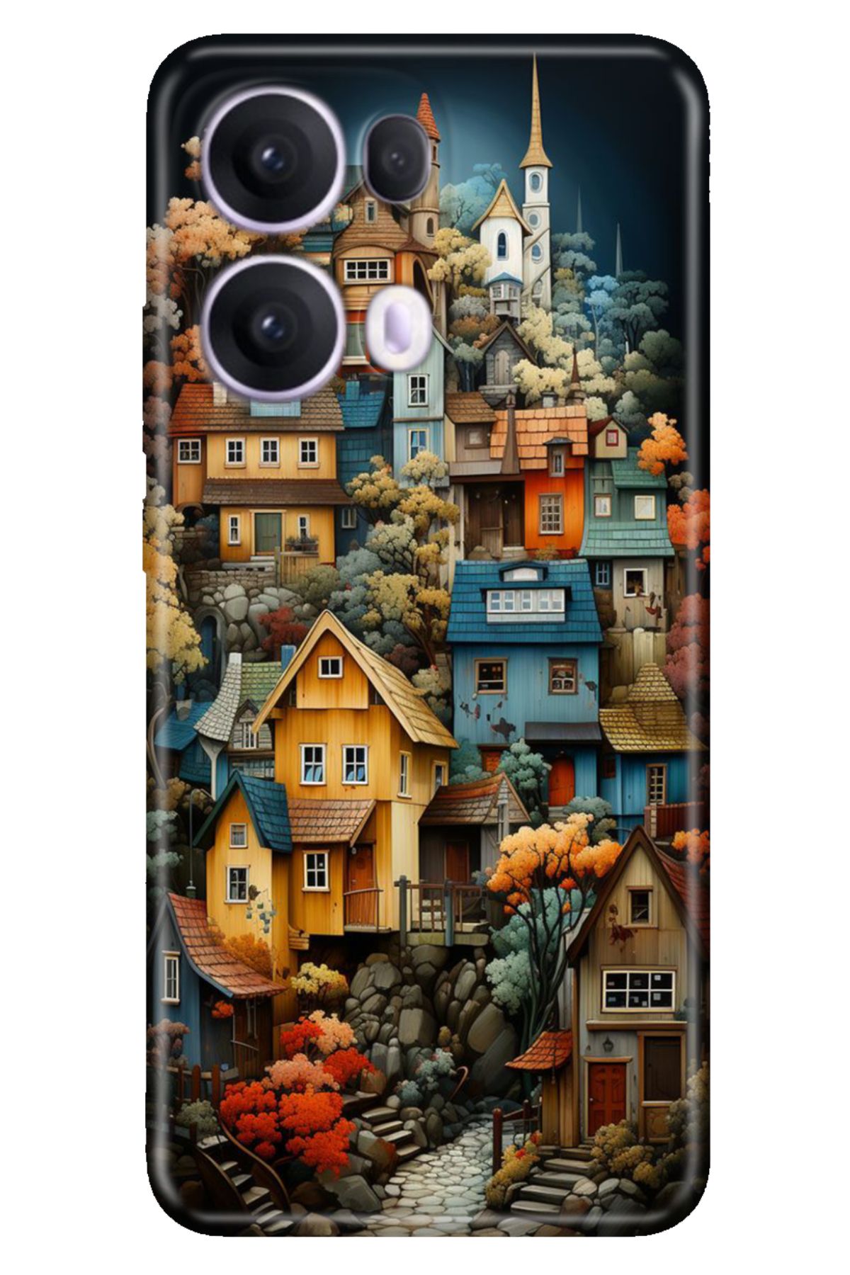 OPPO Reno 13 Pro Oppo Kılıf Tema Art Desenli Baskılı Silikon Köy