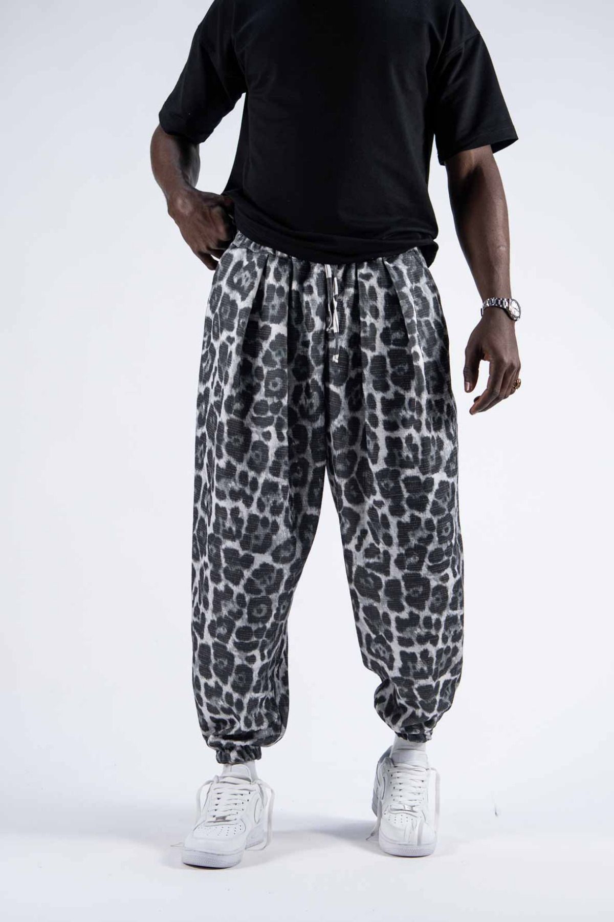 Superbluemexico Erkek Baggy Jogger Füme Bol Şalvar Pantolon
