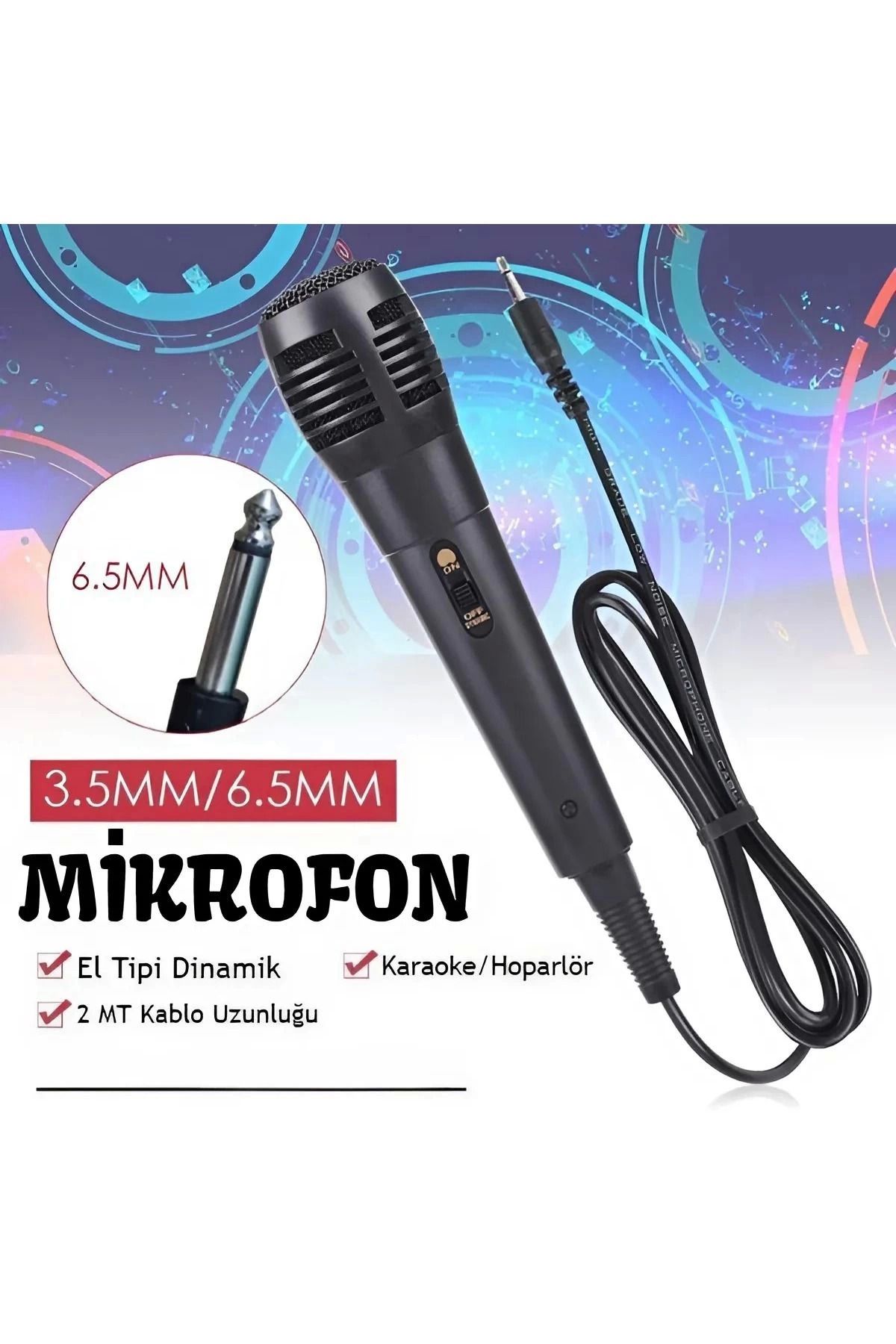 MELFSHOP Karaoke Mikrofon Kablolu Mikrofon 6.5 Mm Karaoke Mikrofonu