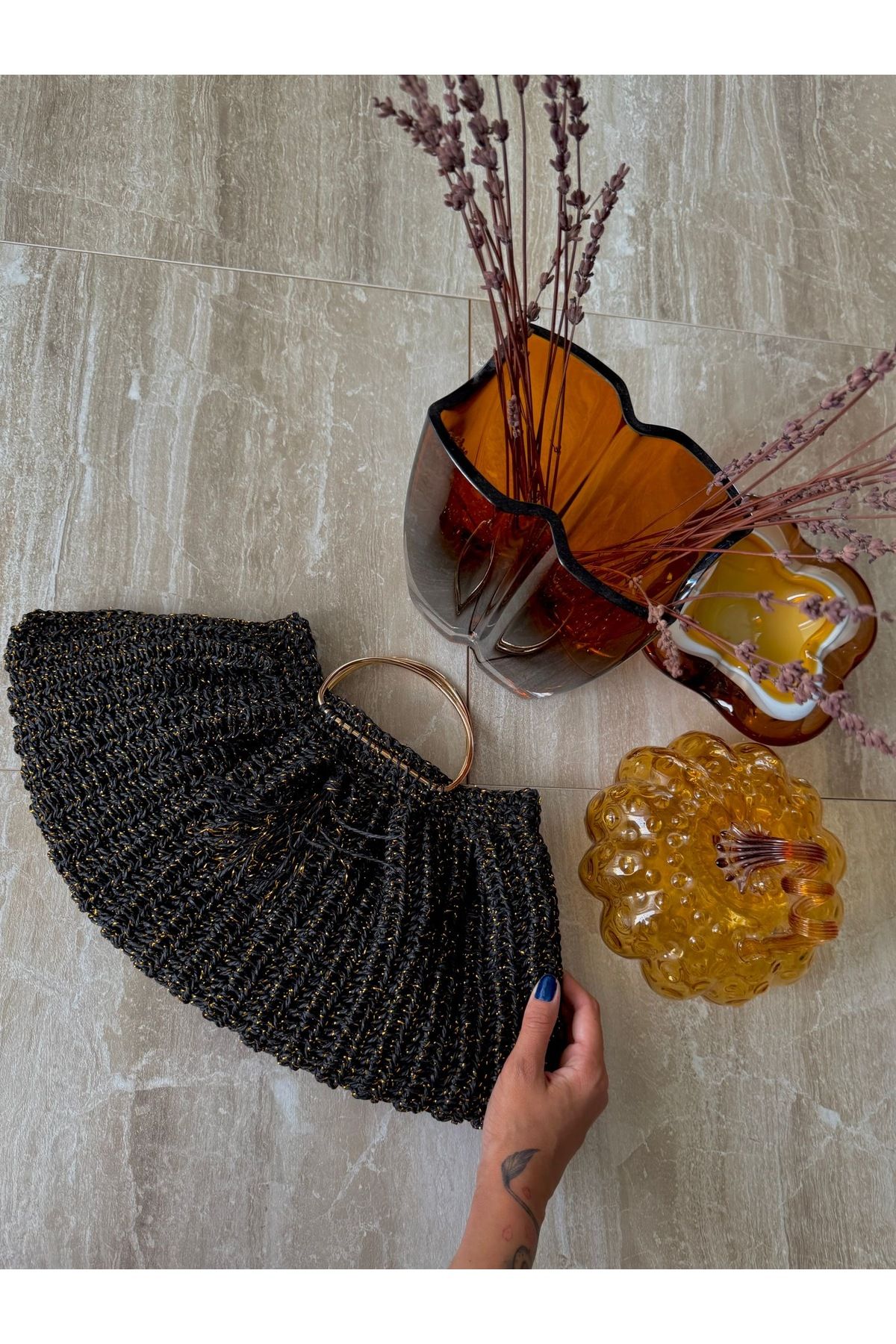 SassyBags Kadın simli kağıt ip clutch çanta