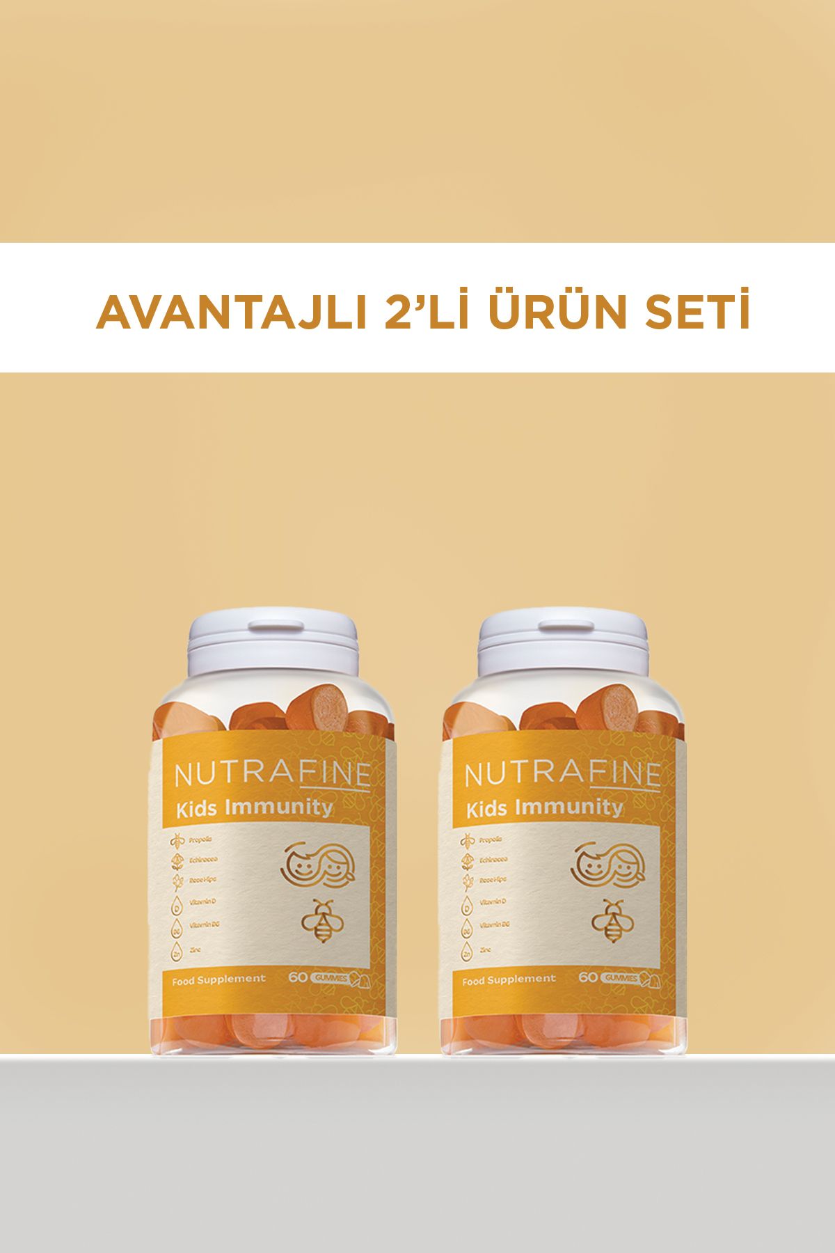Nutrafine 2'li Kids Immunity Gummy, Çocuk Gummies Çiğnenebilir Vitamin
