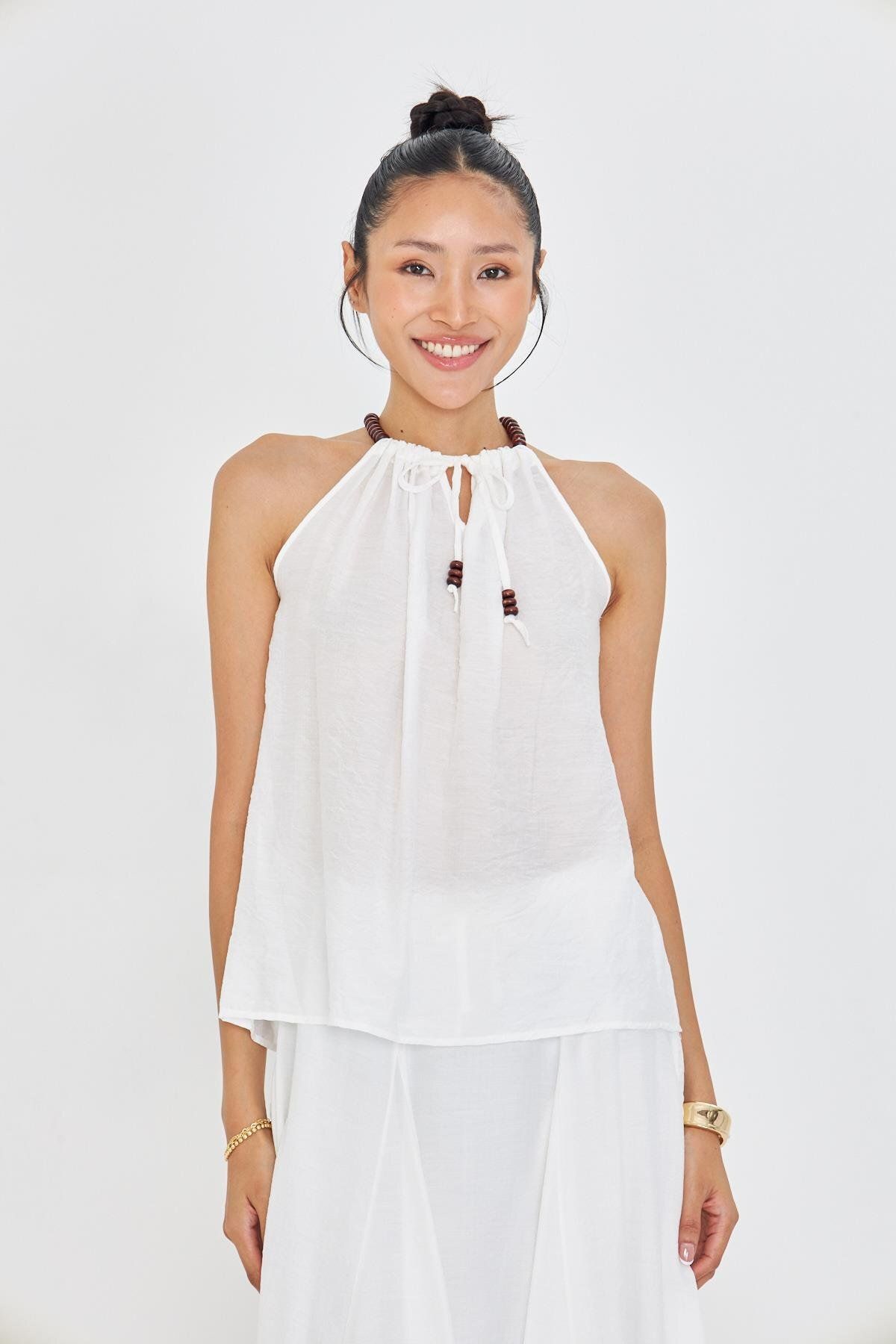 TIFFANY&TOMATO Sıfır Kollu Halter Yaka Bluz