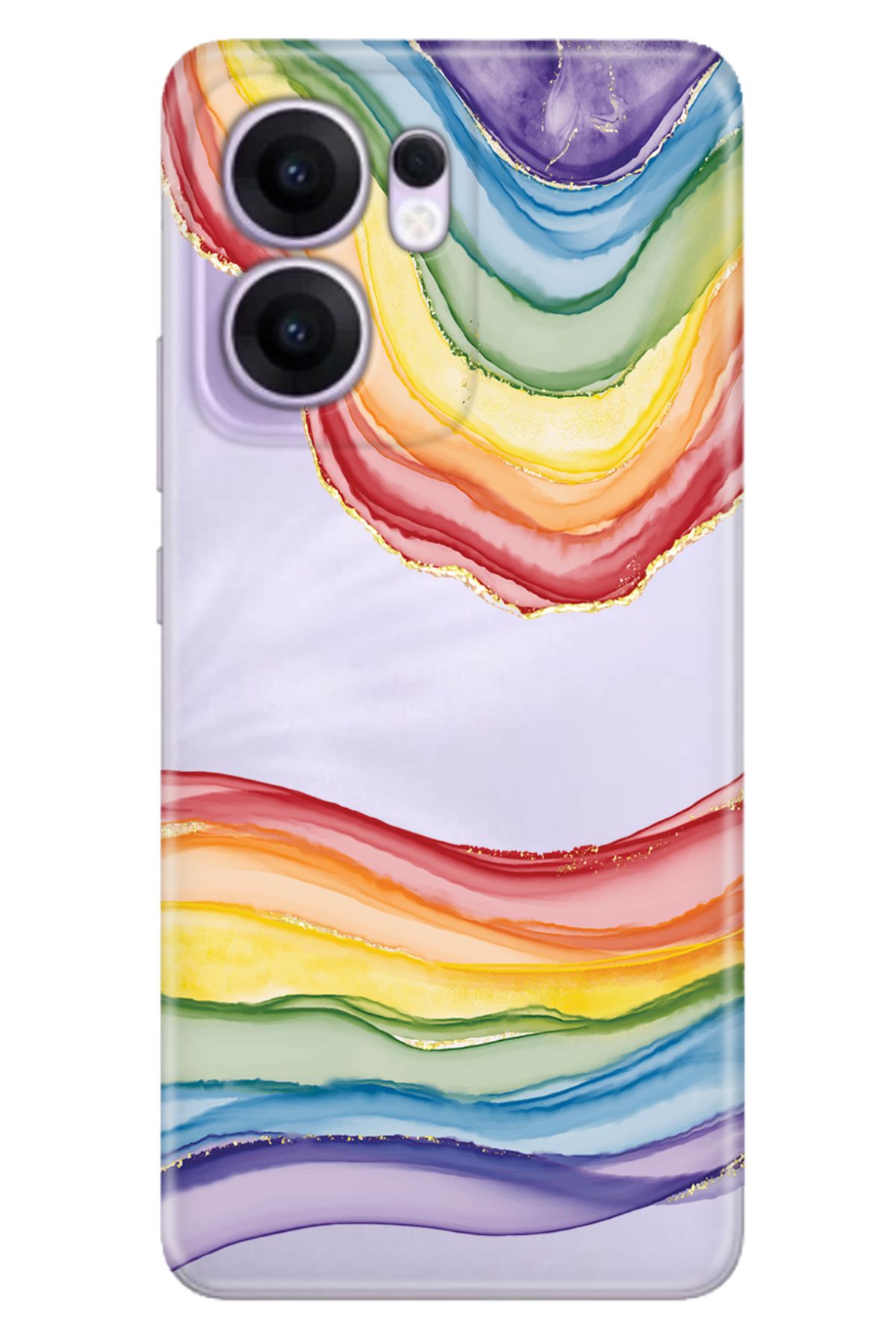 OPPO Reno 13F 5G Kılıf Tema Art Desenli Baskılı Silikon Rainbow Ametist