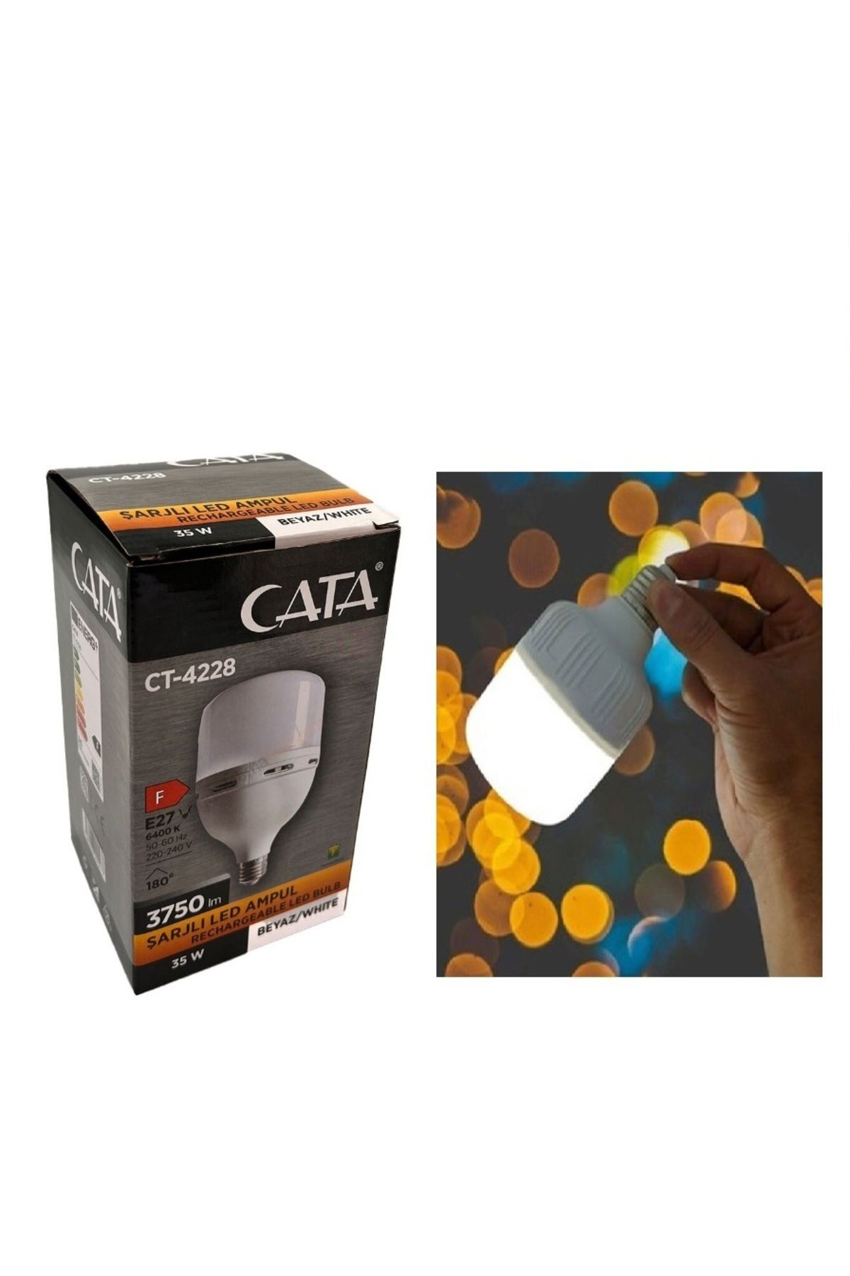 Cata 35W ŞARJLI LED AMPU BEYAZ IŞIK CT-4228B