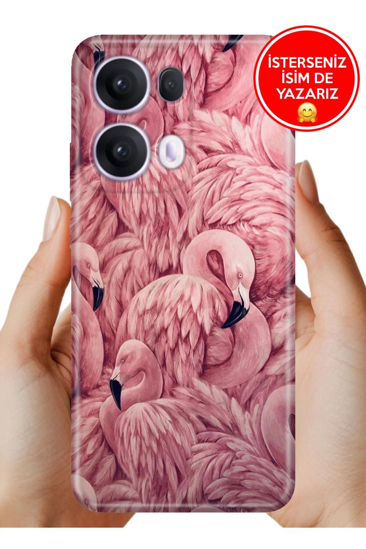 OPPO Reno 13 Pro Kılıf Oppo Reno 13 Pro Lüks Desenli Silikon Cover Case Flamingo Pattern