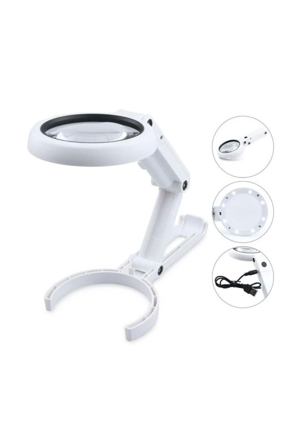 hayalimsah Usb Şarj Edilebilir Katlanabilir 3.5-10x Büyüteç 8 Ledli Masa Ve Eliçin Taşınabilir Büyüteç Fs90rc