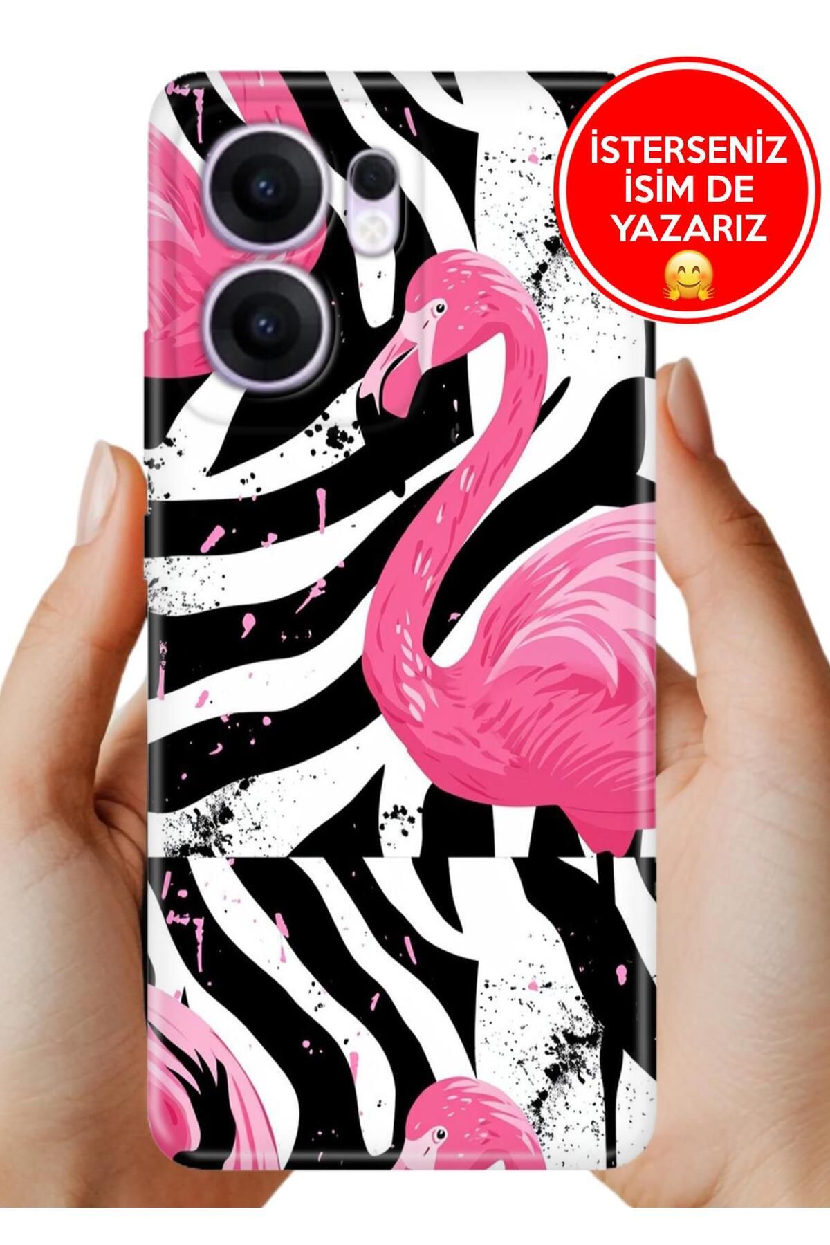 OPPO Reno 13F 5g Kılıf Oppo Reno 13F Yerli Üretim Desenli Kapak X Flamingos