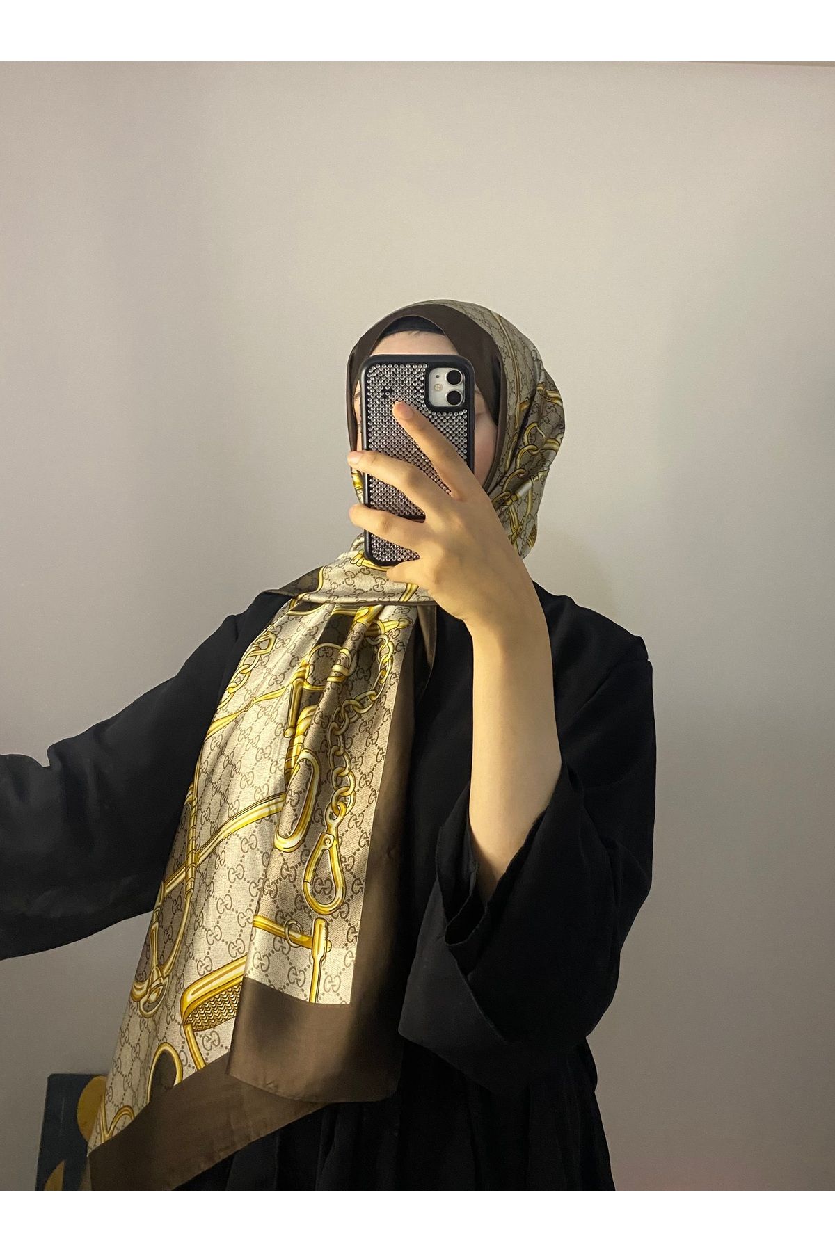 asena.via Kahverengi desenli şal