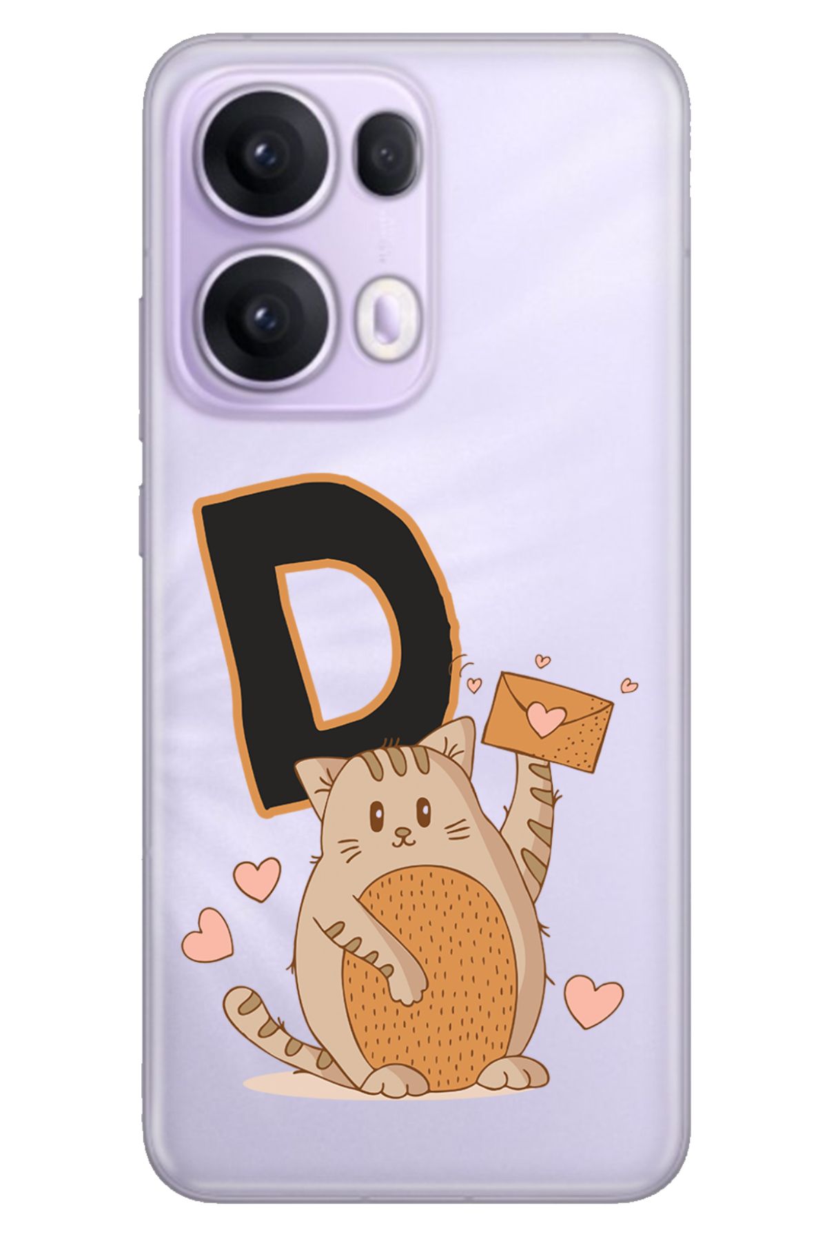 OPPO Reno 13 Pro Oppo Kılıf Retro Art Desenli Esnek Silikon Kedili D Harfi