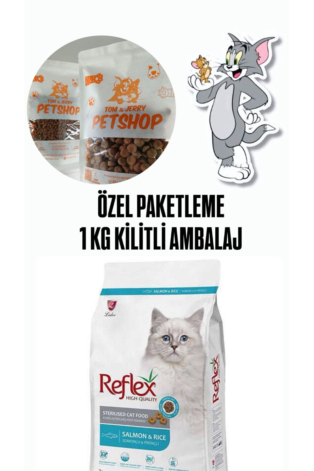 Reflex TOM&JERRY PETSHOP - Somon Balıklı Kısırlaştırılmış Kedi Maması - 1 Kg