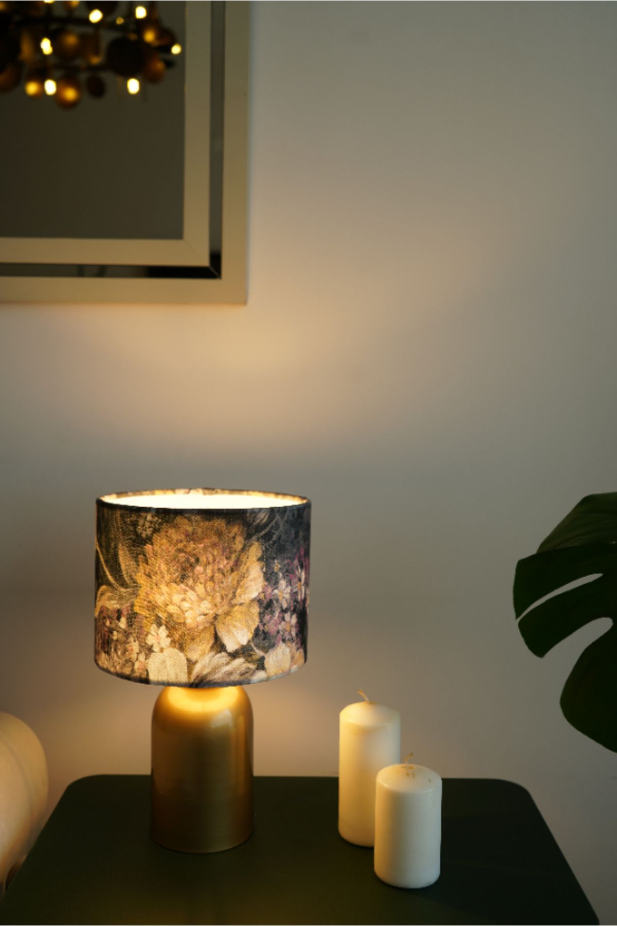 retro home design Eskitme Ayaklı Mor Çiçek Kadife Kumaş Şapkalı Şık Yatak Odası Salon Abajur Özel
