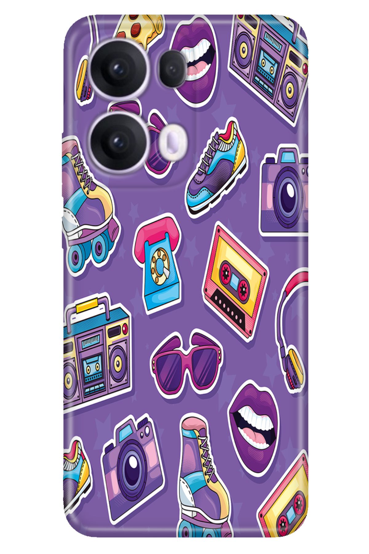 OPPO Reno 13 Pro Oppo Kılıf Tema Art Desenli Baskılı Silikon 90'lar Sticker