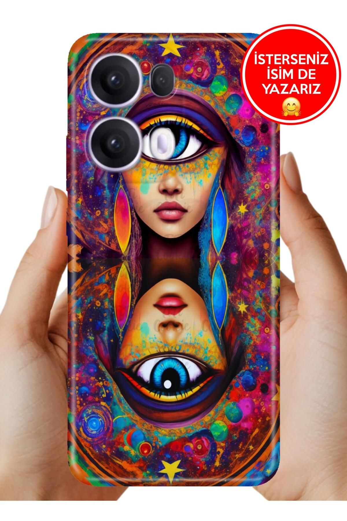 OPPO Reno 13 Pro Kılıf Oppo Reno 13 Pro Ergonomik Resimli Desenli Silikon Double Exposure