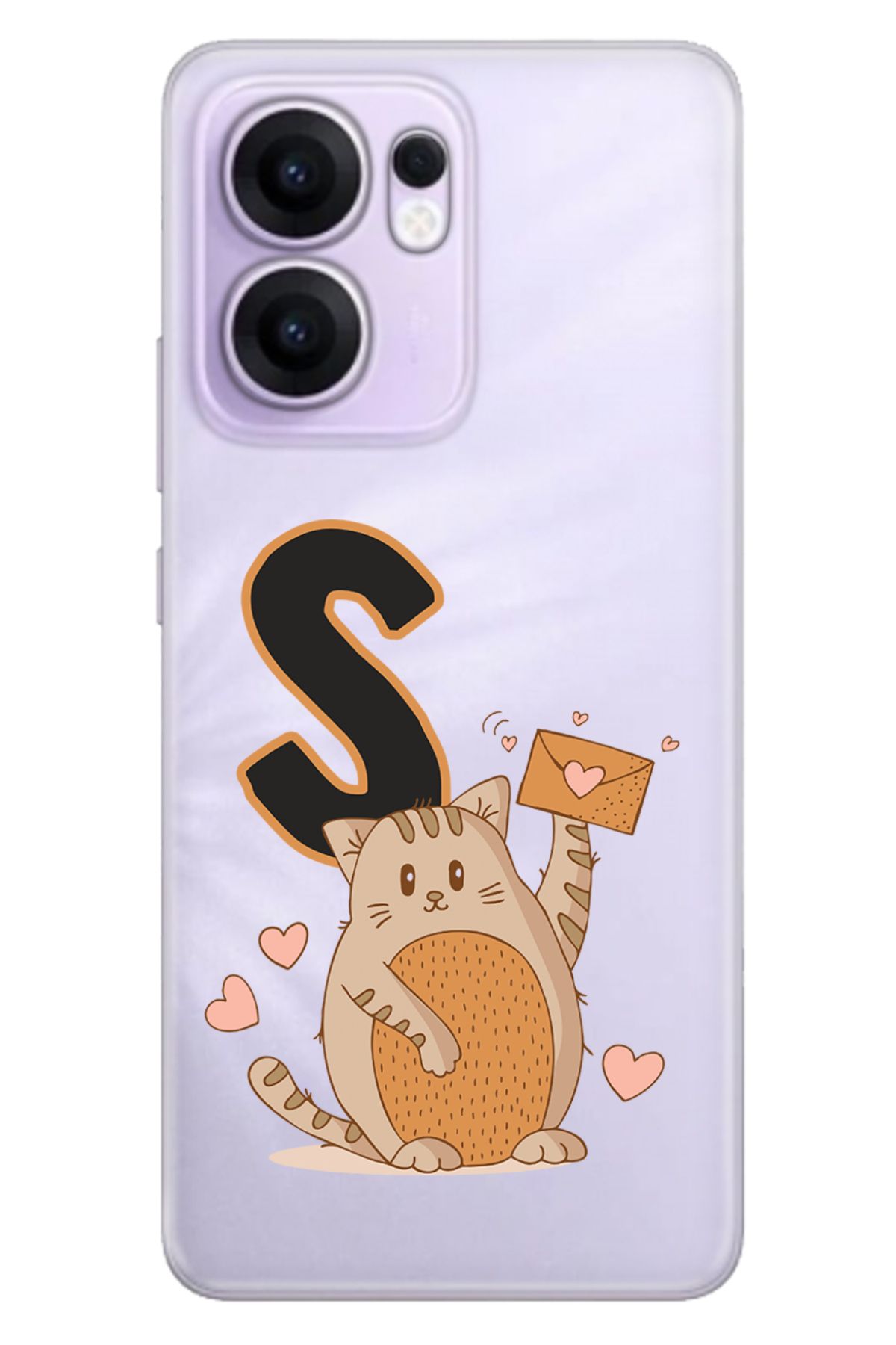 OPPO Reno 13F 5G Kılıf Tema Art Desenli Baskılı Silikon Kedili S Harfi