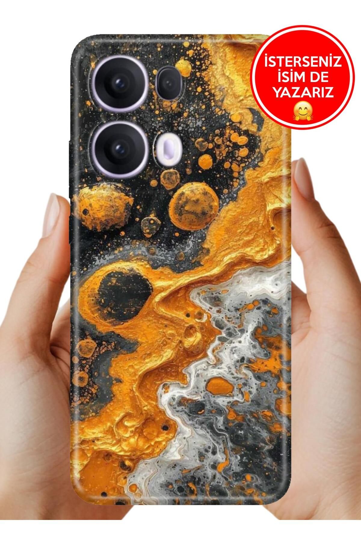 OPPO Reno 13 Pro Kılıf Oppo Reno 13 Pro Kamera Korumalı Full Desen Arka Silikon Krater