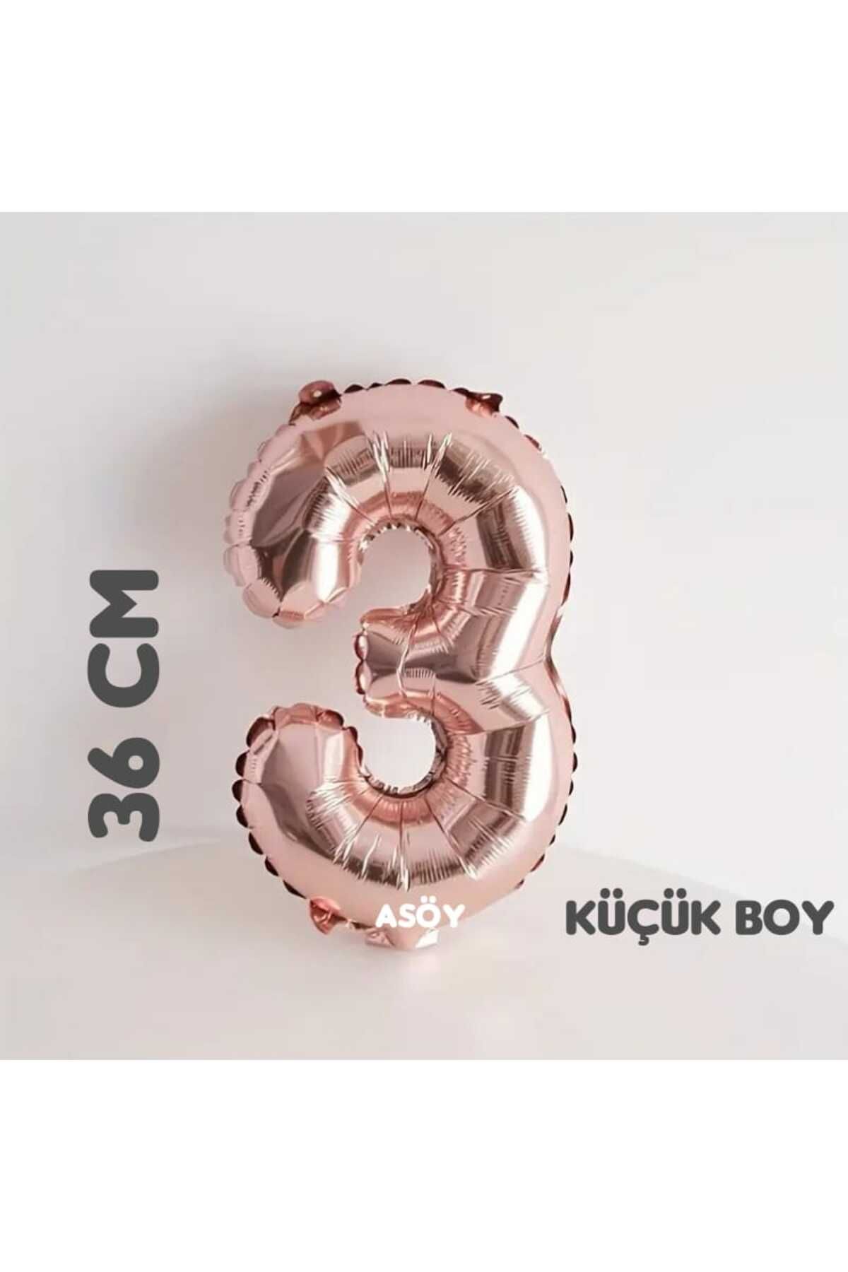 asöy 3 Folyo Balon 3 Rakam Balon 36 Cm Küçük Boy Rosegold Renk 3 Yaş Balonu Doğum Günü Parti Malzemeleri