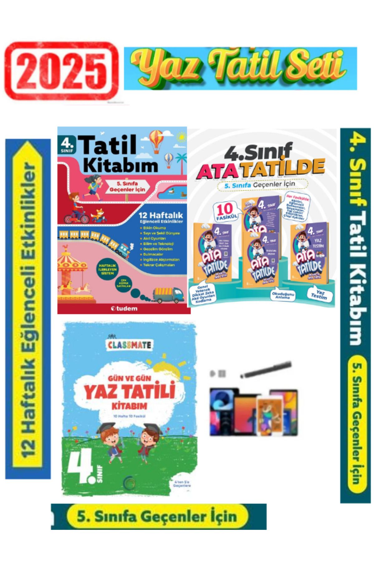 Fenomen Yayıncılık Tudem 4.Sınıf Yaz Tatil+Ata 4.Sınıf 10 Yaz Tatil+Okyanus 4.Sınıf Yaz Tatil Seti+Kalem