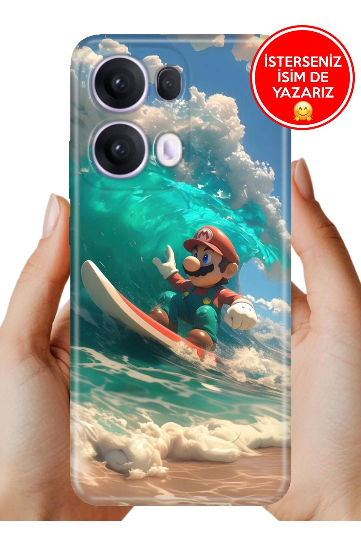 OPPO Reno 13 Pro Kılıf Oppo Reno 13 Pro Kamera Koruma Rubber Esnek Silikon Mario-Surf
