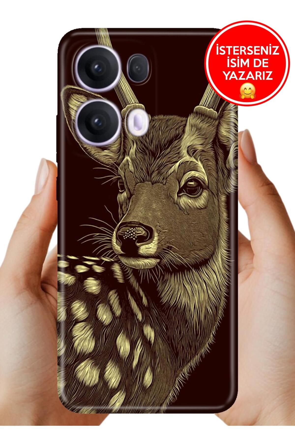 OPPO Reno 13 Pro Kılıf Oppo Reno 13 Pro A Kalite Baskılı Art Silikon Ceylan Çizim