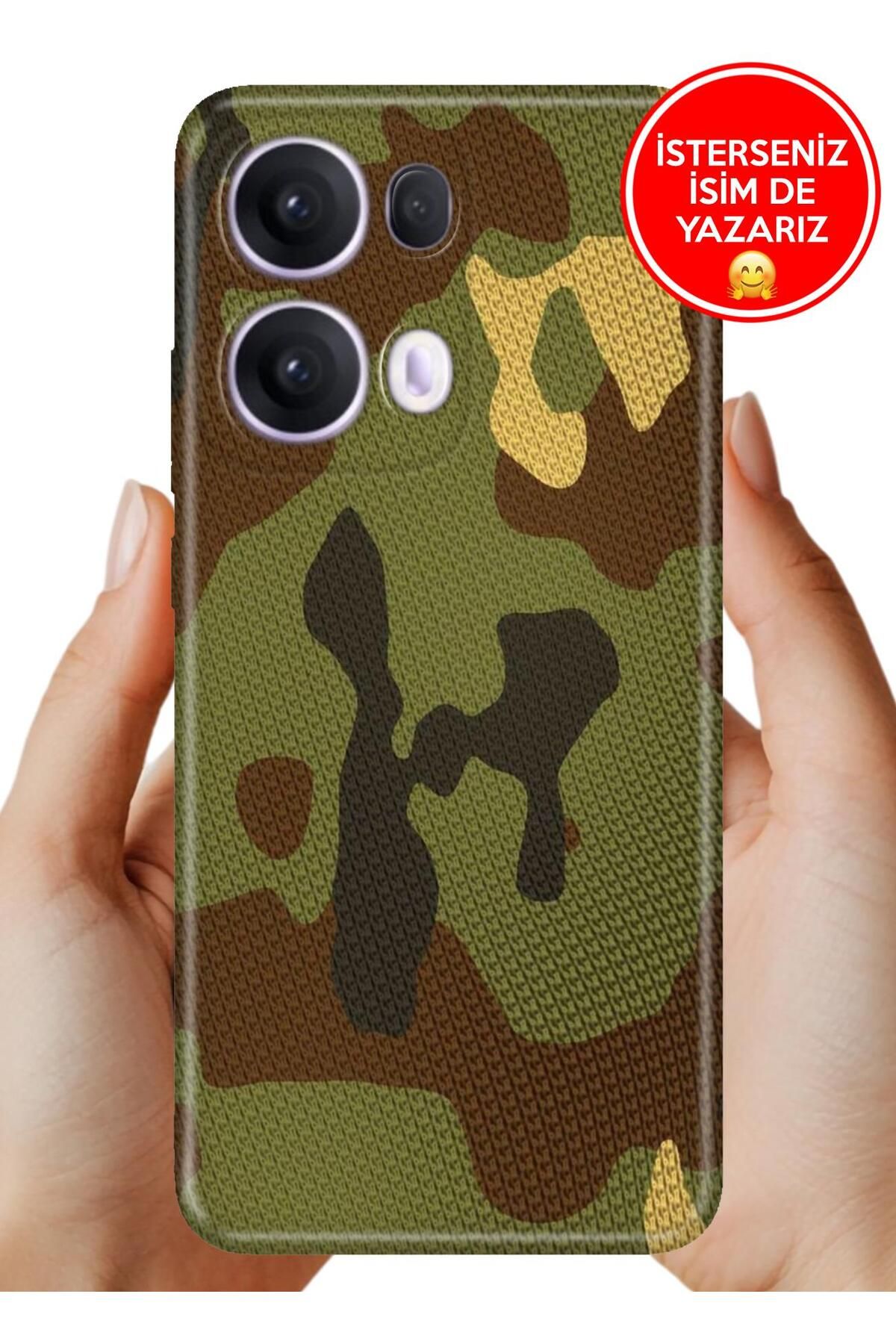 OPPO Reno 13 Pro Kılıf Oppo Reno 13 Pro Ergonomik Resimli Desenli Silikon Çöl Askeri