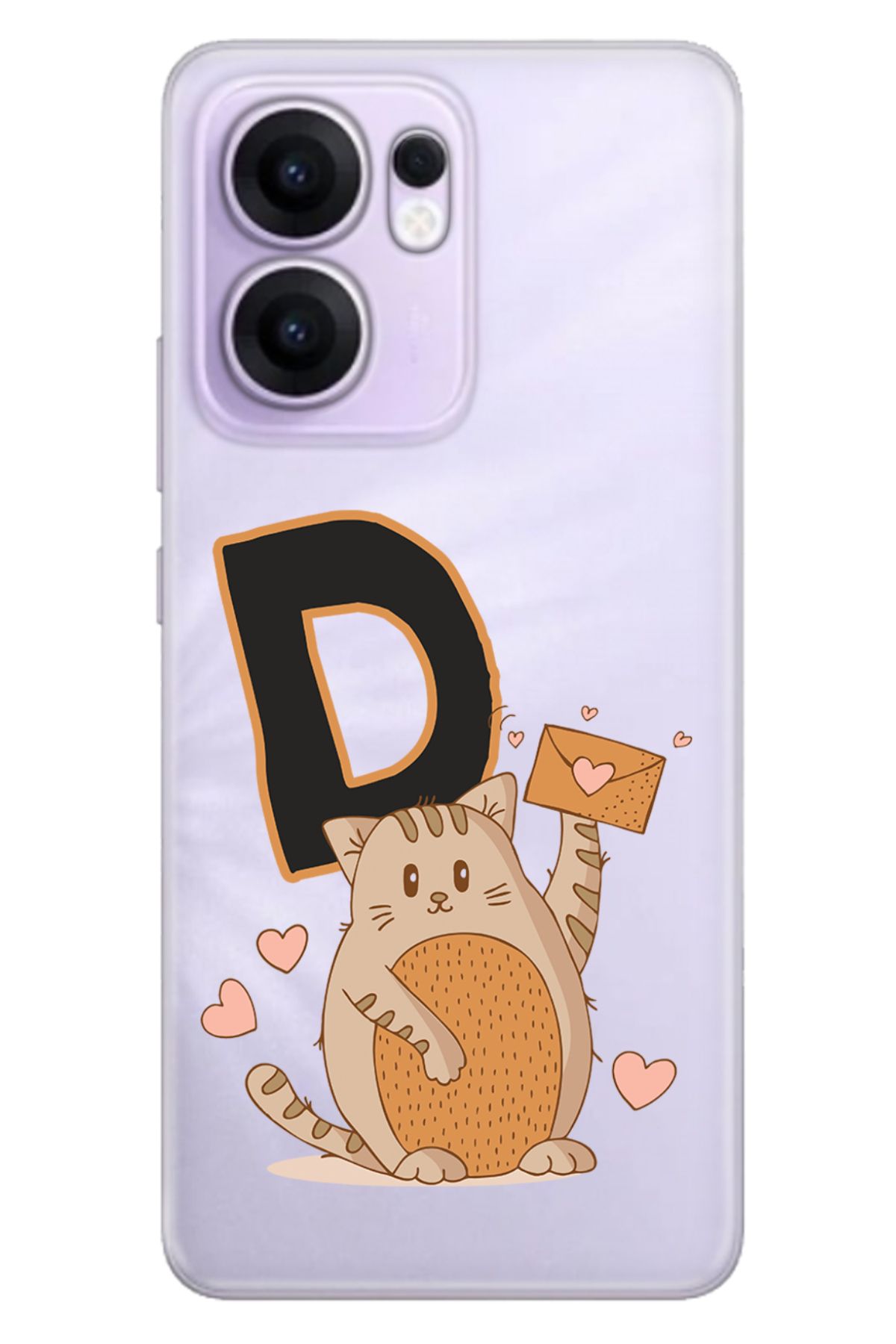 OPPO Reno 13F 5G Kılıf Retro Art Desenli Esnek Silikon Kedili D Harfi