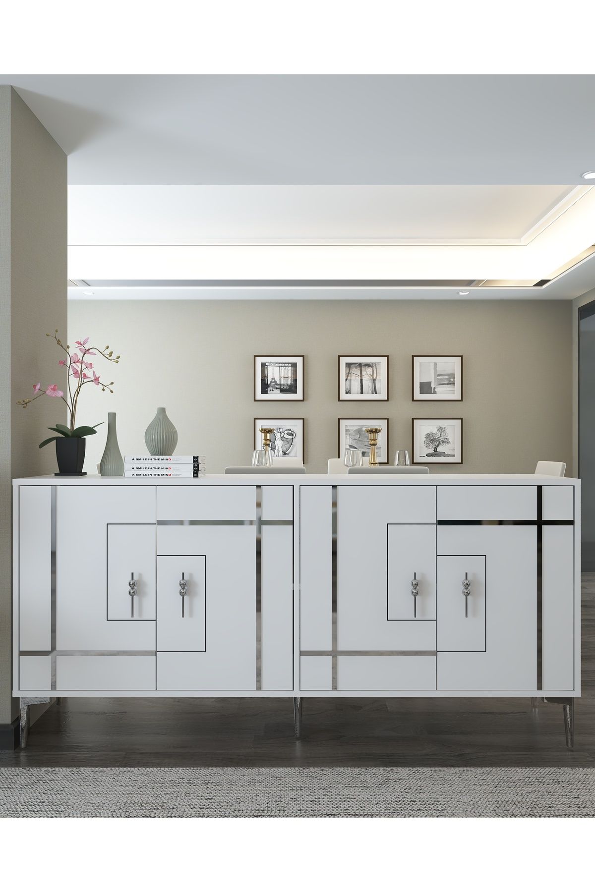 cantek dizayn SİMGECT (KX180) KONSOL BEYAZ-GÜMÜŞ