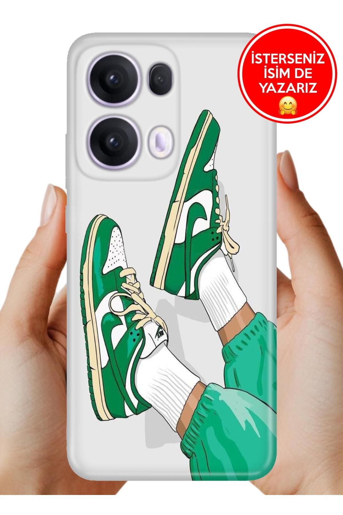 OPPO Reno 13 Pro Kılıf Oppo Reno 13 Pro Yerli Üretim Desenli Kapak Yeşil Sneaker