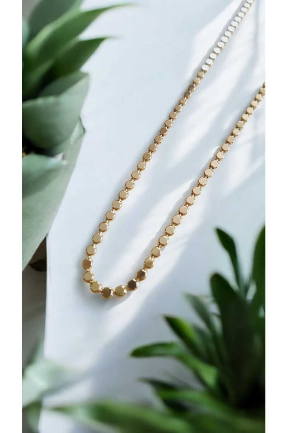 İNİTİUM Premium Paslanmaz Çelik Gold Ezme Zincir Kolye