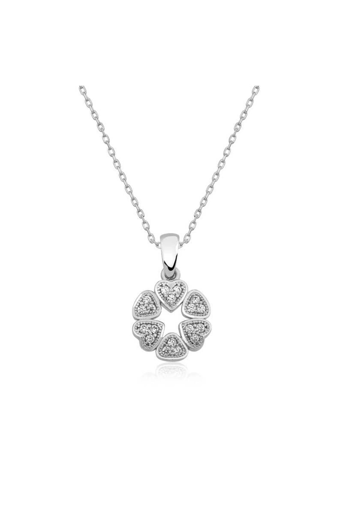 KAKTÜS JACK 925 Ayar Gümüş Kalp Çemberi Kadın Gümüş Kolye (T4817) (336336)