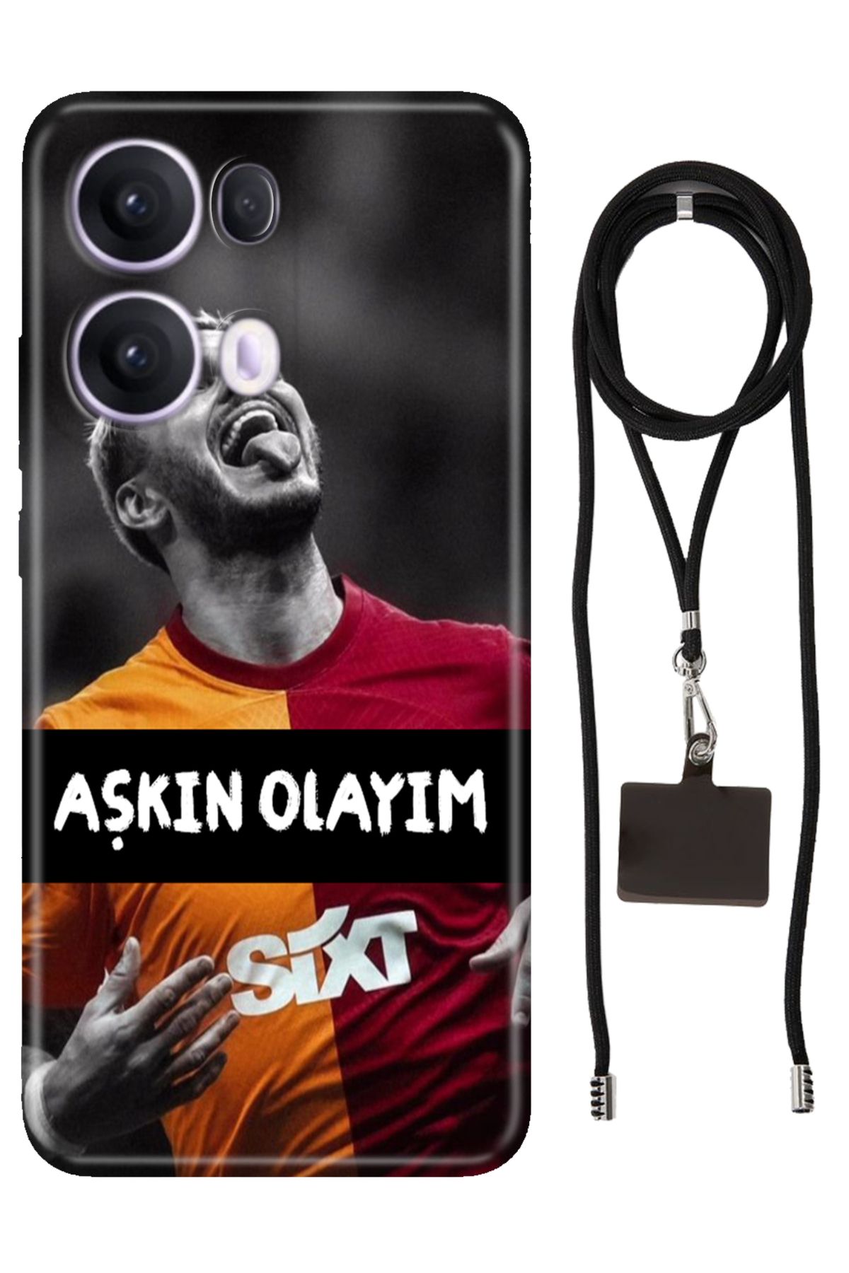 OPPO Reno 13 Pro Oppo Kılıf Silikon Aşkın Olayım İpli Boyun Askısı