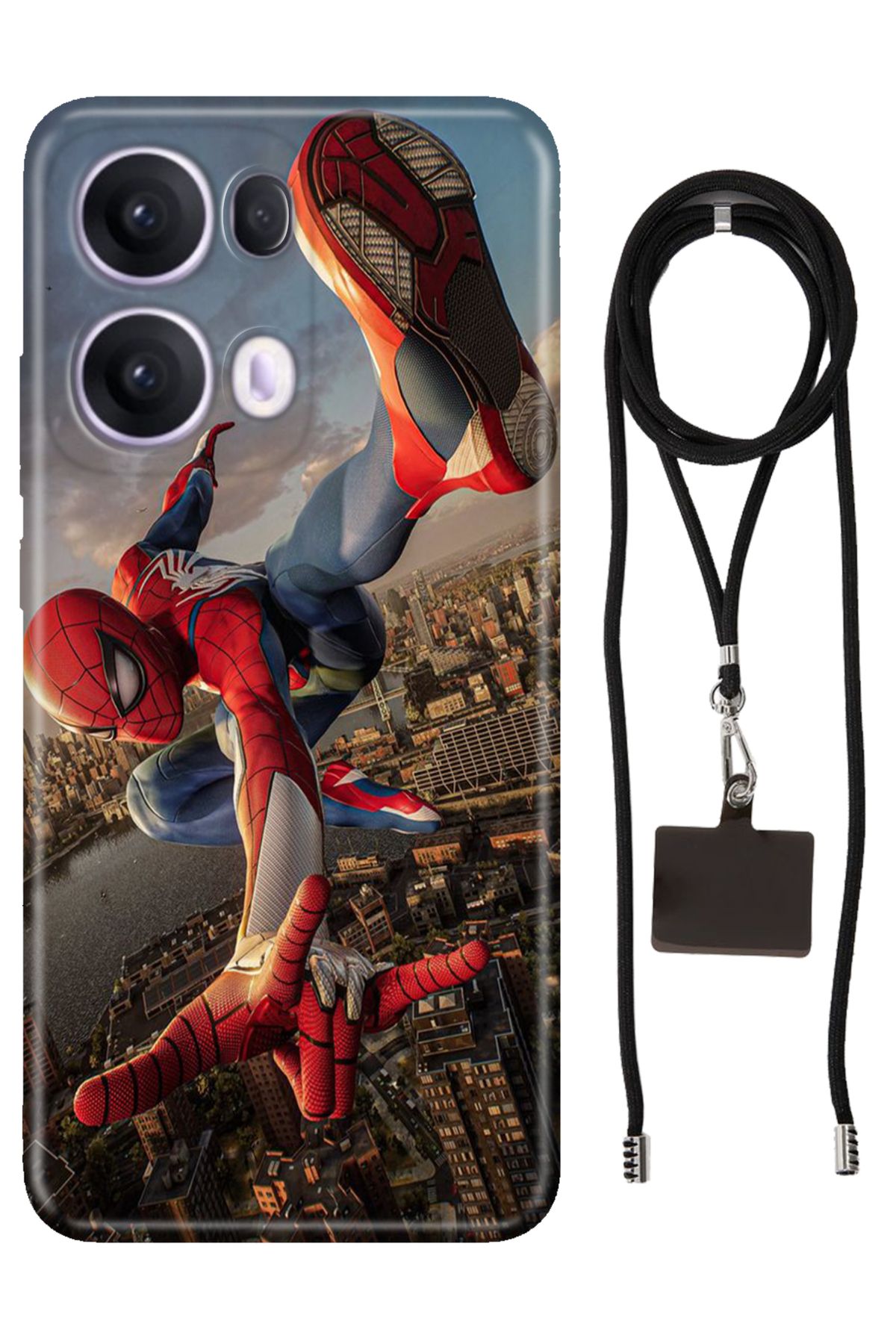 OPPO Reno 13 Pro Oppo Kılıf Silikon Spider İpli Boyun Askısı