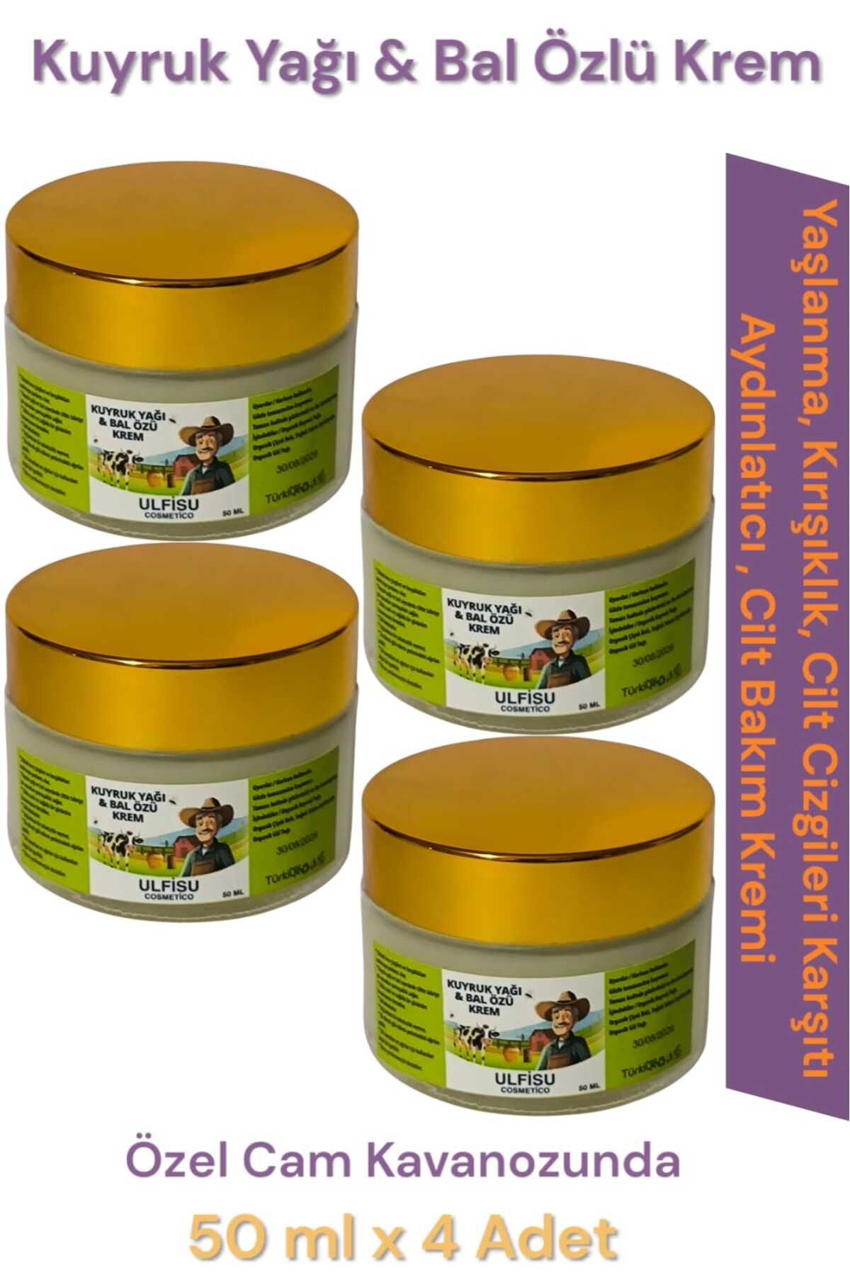 ULFİSU COSMETİCO Kuyruk Yağı Bal Özlü Yüz Kremi Sıkılaştırıcı Yaşlanma Karşıtı Bakım Kremi 50 ml 4 Ad -Güzellik Kremi