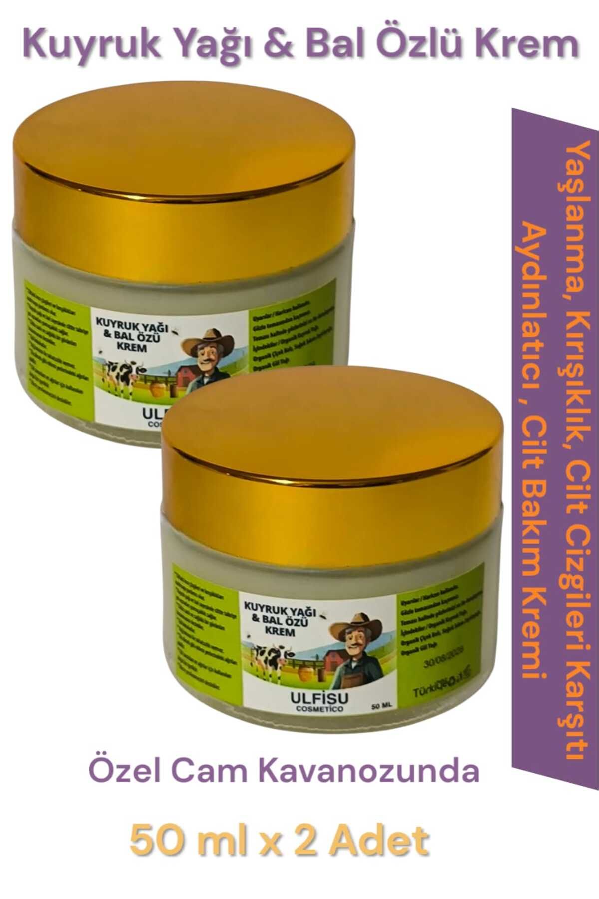ULFİSU COSMETİCO Kuyruk Yağı Bal Özlü Yüz Kremi Sıkılaştırıcı Yaşlanma Karşıtı Bakım Kremi 50 ml 2 Ad -Güzellik Kremi