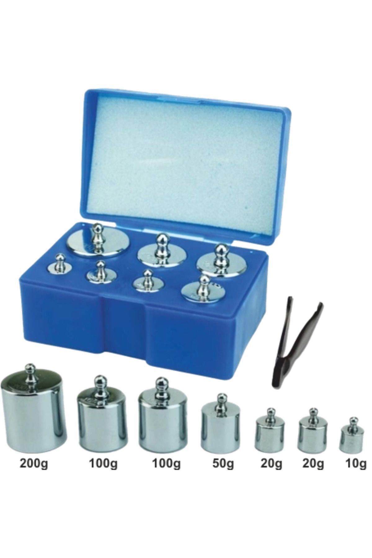 feifei Diamond Terazi 8 Parça Ağırlık Paslanmaz Krom Gram Seti (300gr-200gr-100gr-50gr-20gr-10gr)