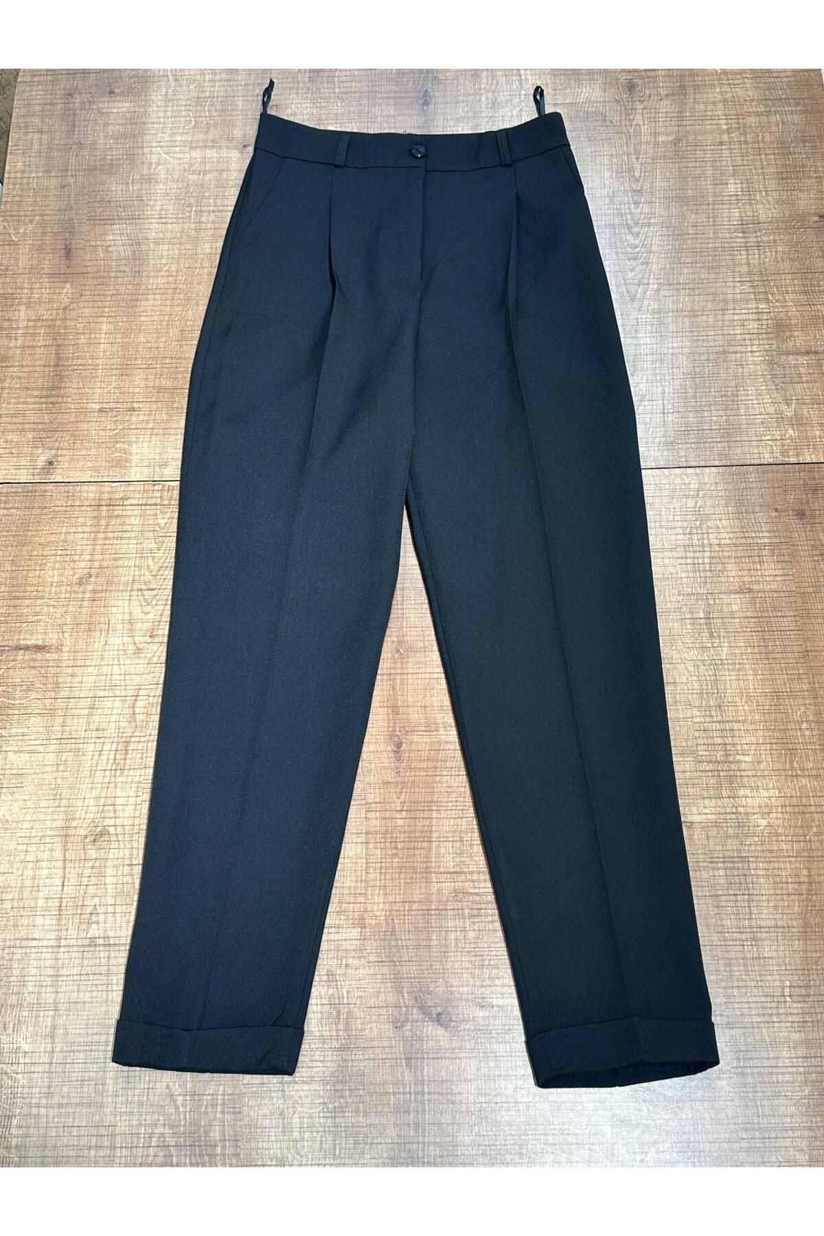 HANIMCA GİYİM PİLELİ DUBLE PAÇA HAVUÇ KESİM YAZLIK PANTALON