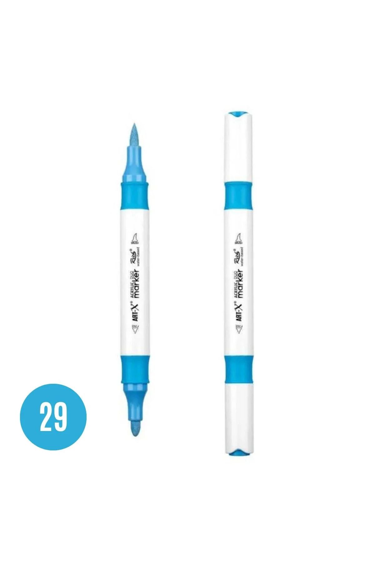Art Tone ART-X Çift Fırça Uçlu Akrilik Bazlı Marker Kalem 29 Boncuk Mavi
