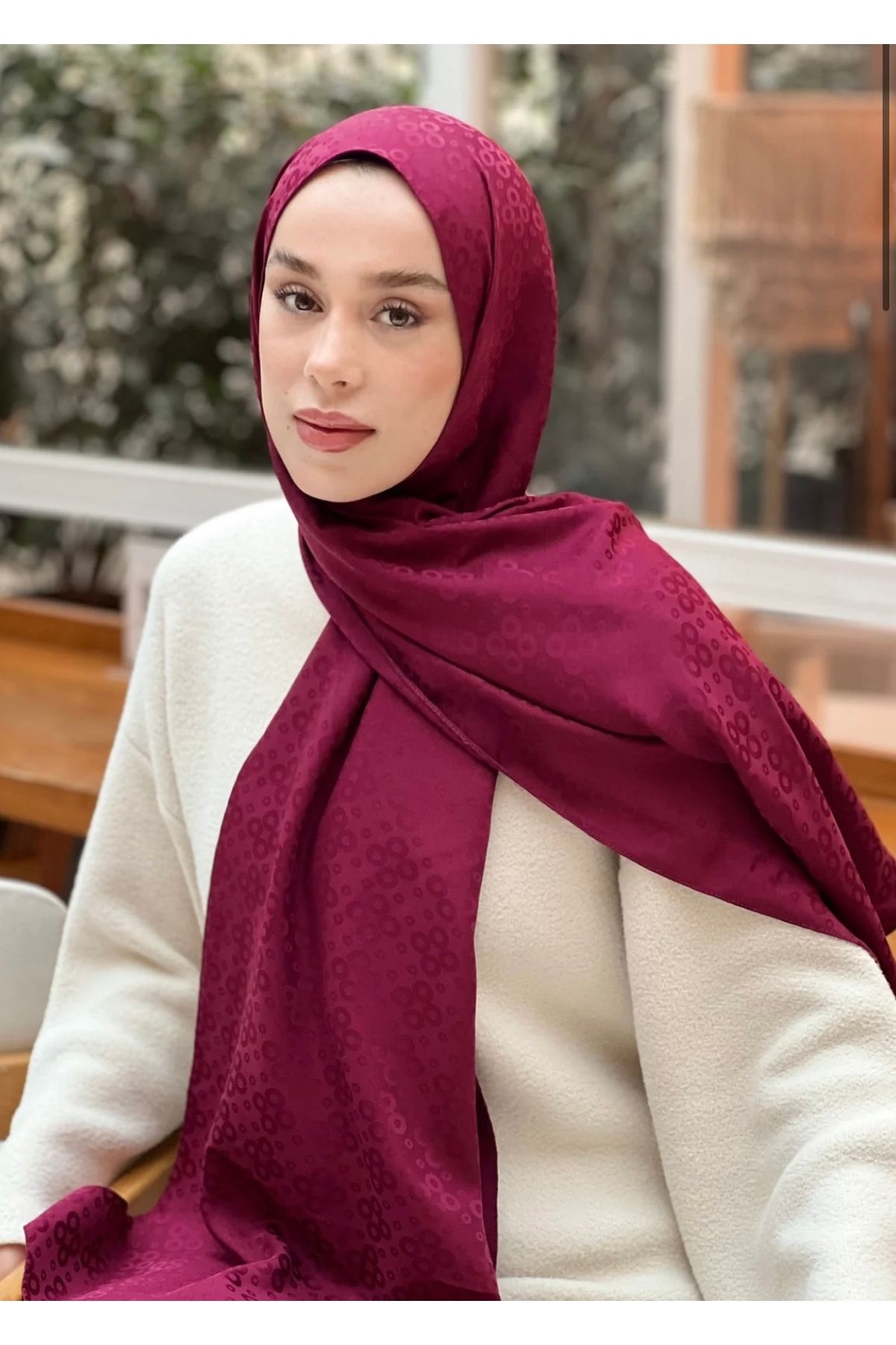 Modakaşmir Baloncuk desen Bordo Jakar şal