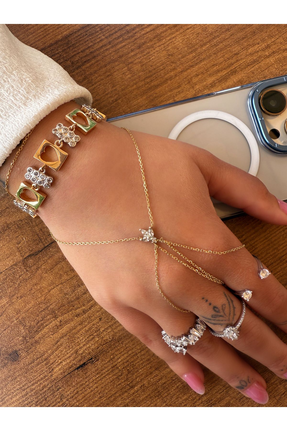 HeyYou Jewelry Taşlı kalp bileklik