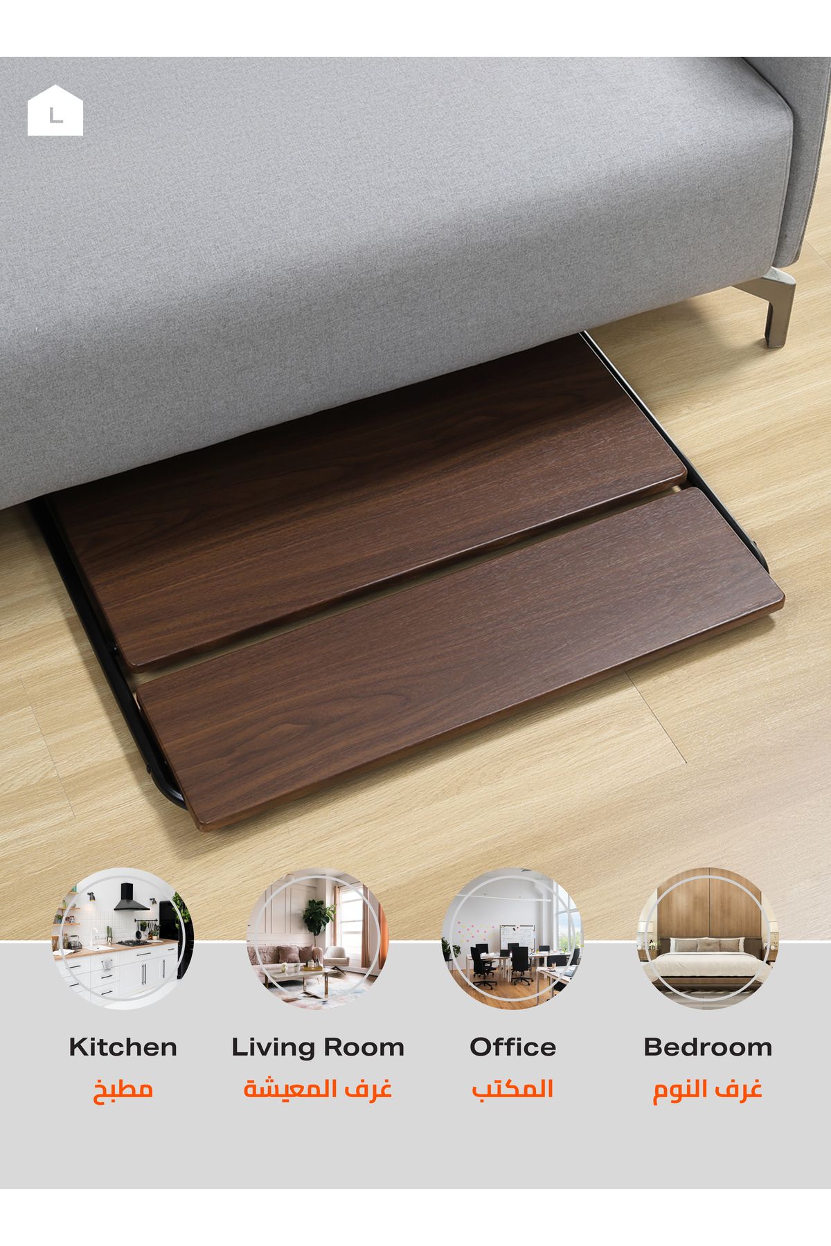 Lawazim-Foldable Computer Desk – 71.5x55x90.5cm – 2-Tier Space-Saving Writing Table with Shelf 5