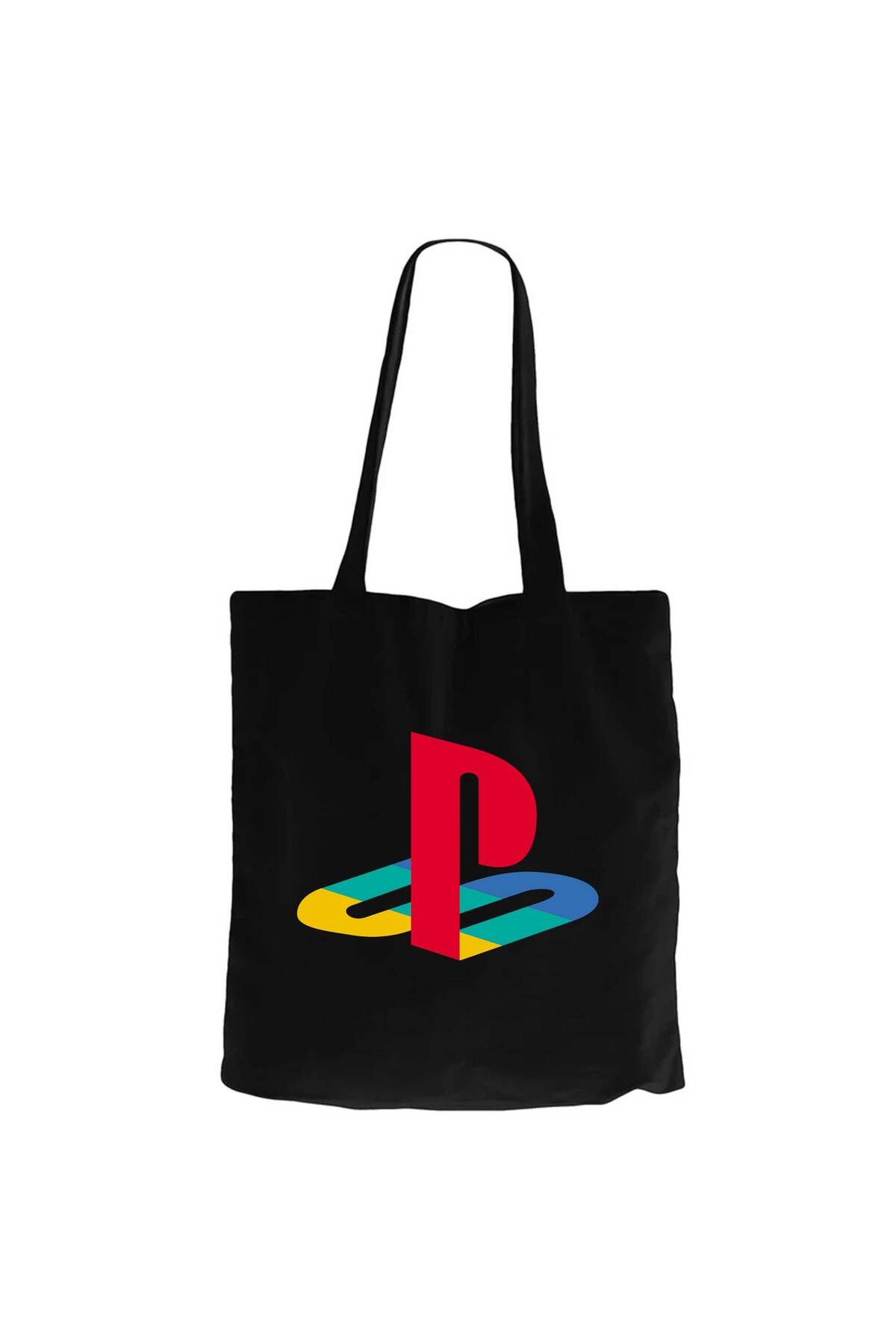 Z zepplin Playstation Logo Color Siyah Kanvas Bez Çanta