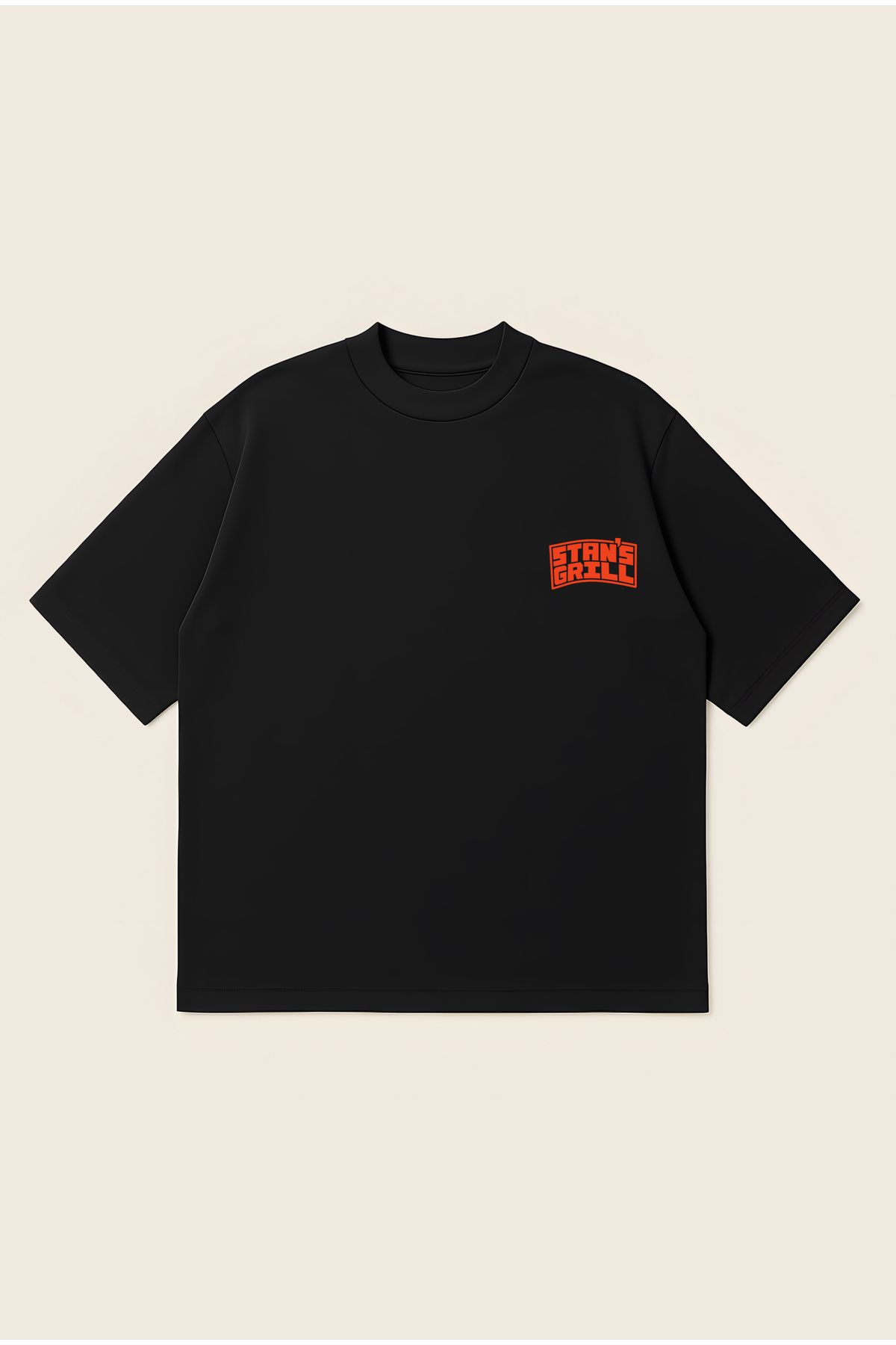 Moon Dancer Stan's Grill Unisex %100 Organik Pamuklu Kalın Dokulu Oversize Bisiklet Yakalı T-shirt