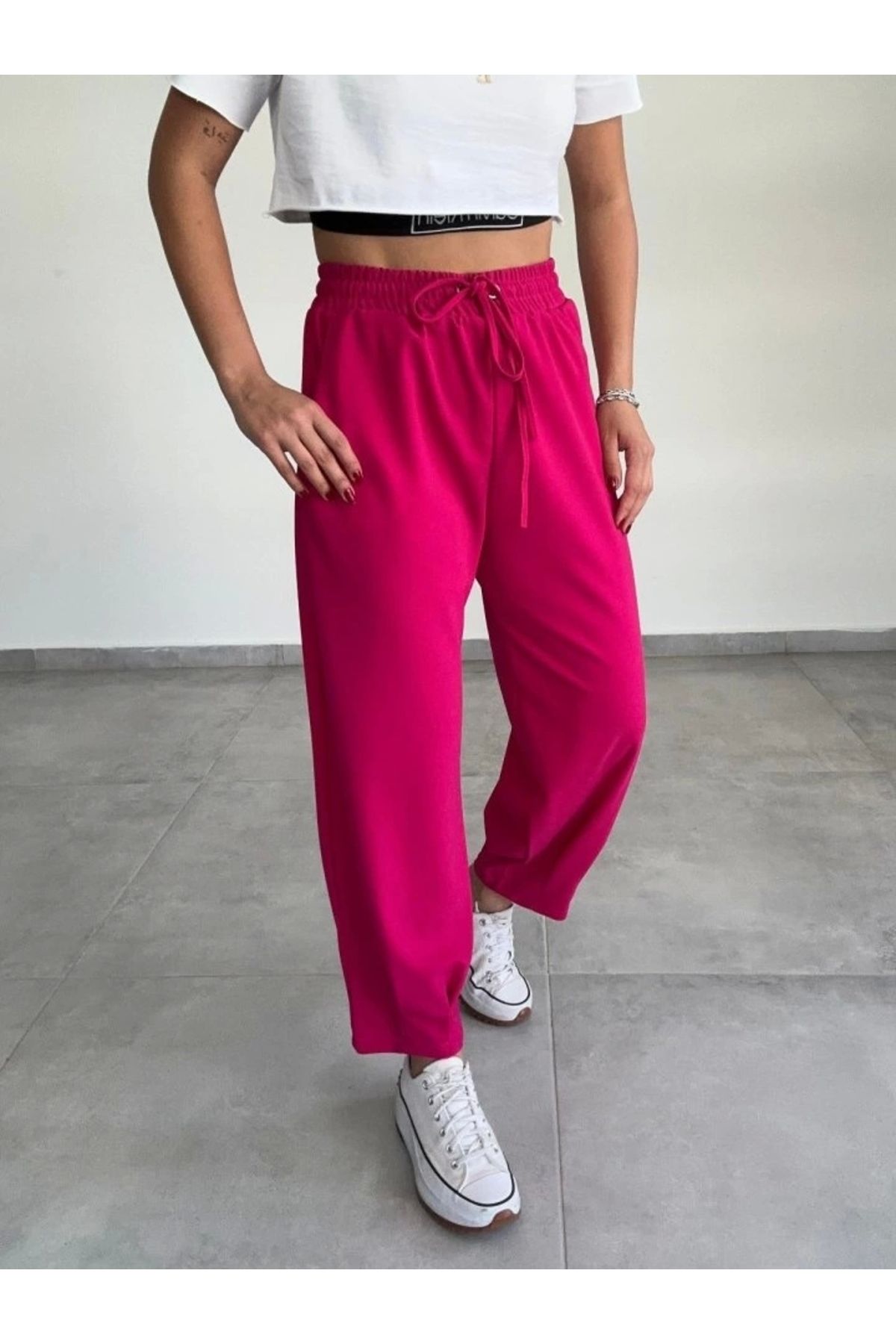 Butik Kadın Dalgıç Krep Full Likralı Paçası Pens Detay Pantolon